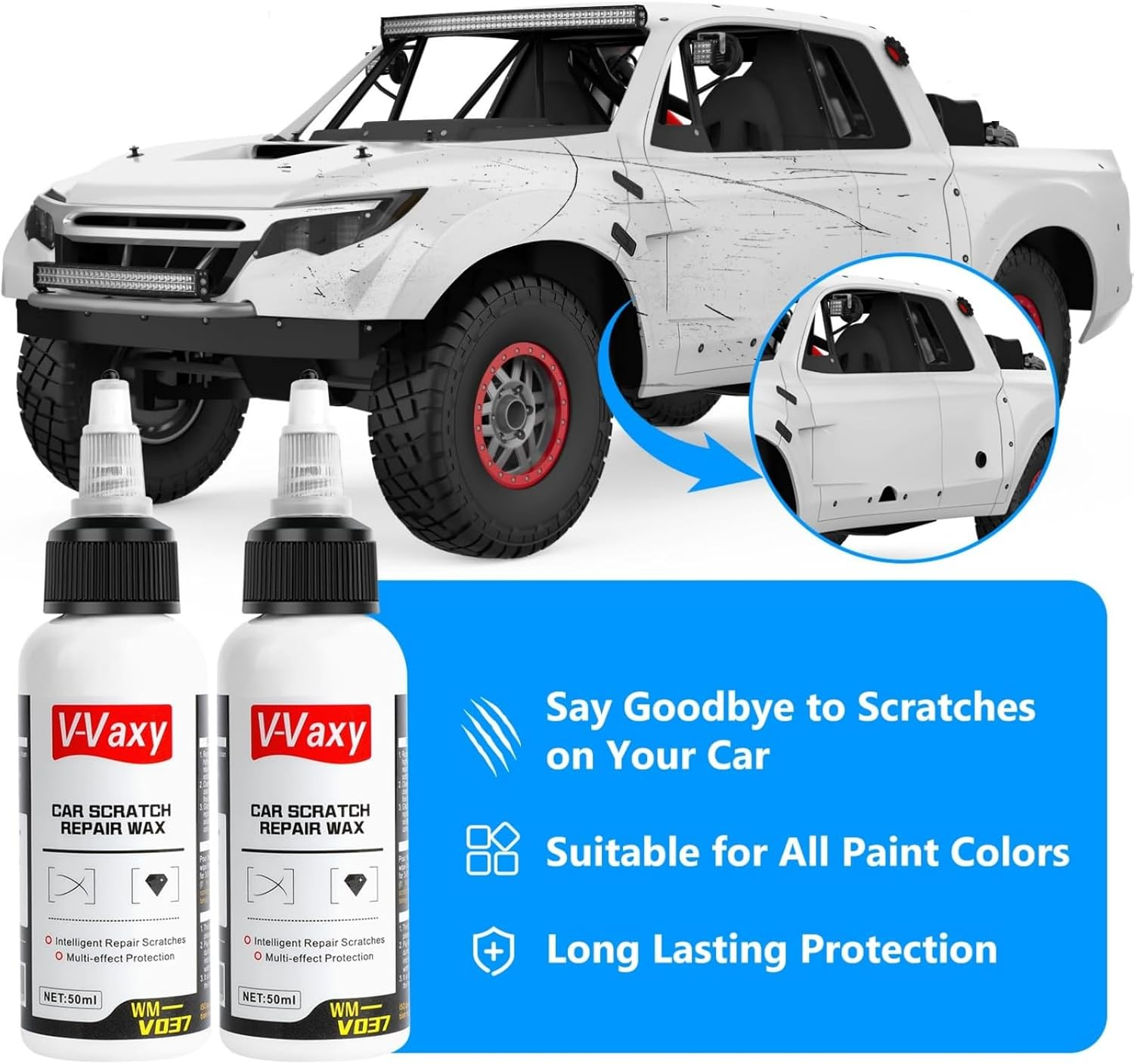 Car Scratch Repair Wax & Buffing Kit (2PCS) &ndash; Intelligent Scratch Remover Paste for All Car Colors, Multi-Effect Protection with Superhydrophobic Coating, Includes 2 Sponges (50Ml Each) image number 2