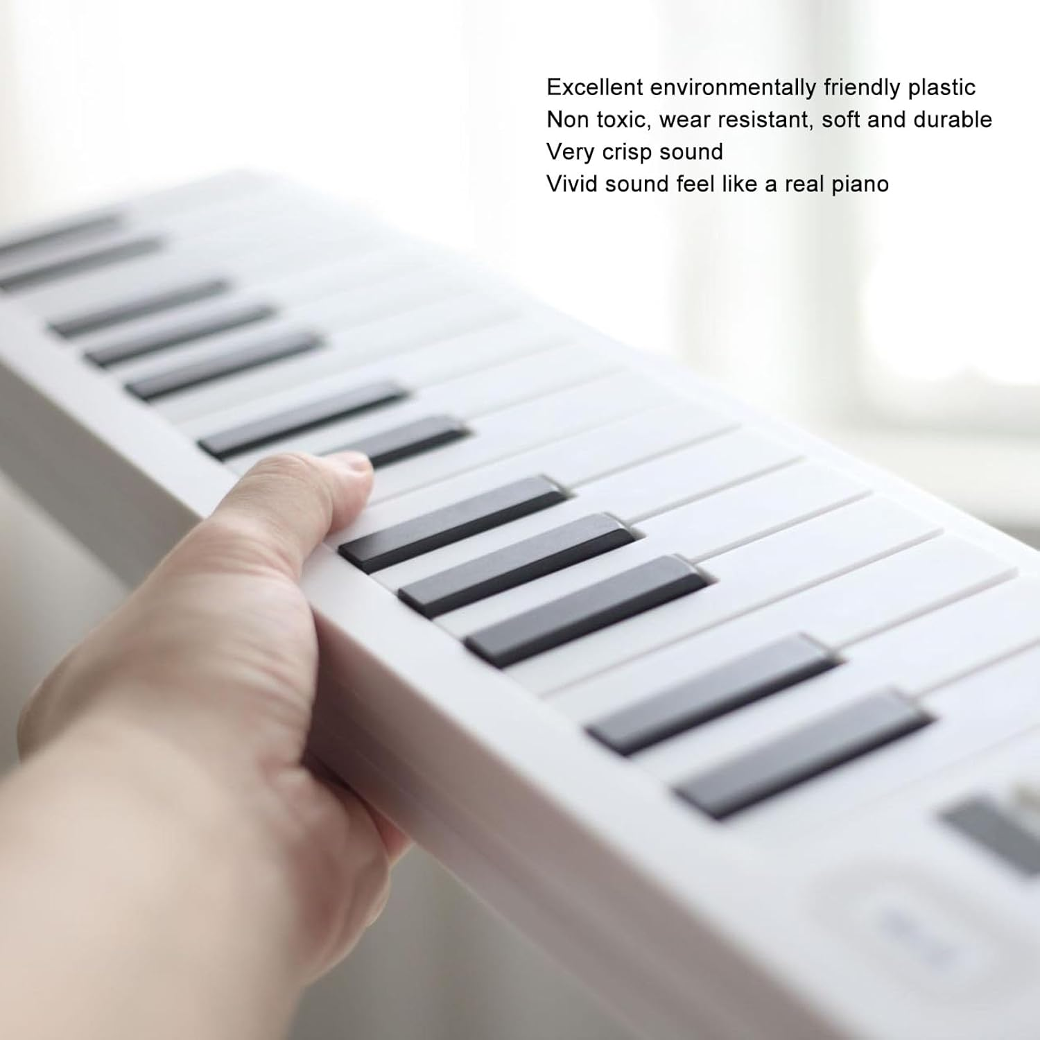 61 Key Foldable Piano, Portable Electric Keyboard with Full Size Keys, Recording, Playback, for Beginners, Students, Professionals image number 1