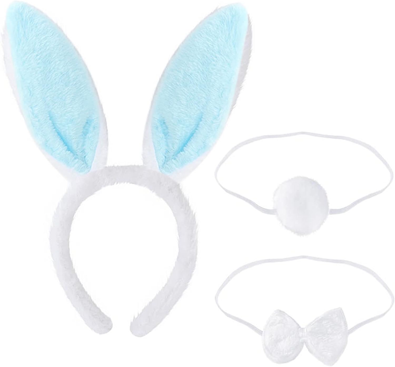 Aoozleny Bunny Rabbit Costume Set, Ears Headband Bow Ties Tail Set for Halloween Christmas Cosplay Party Costume Assesories