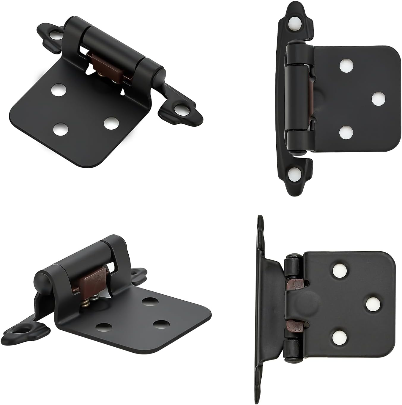 Home Expert 30 Pack (15 Pairs) Matte Black Cabinet Hinges for Kitchen Doors, Self-Closing, 1/2 Inch Overlay (Variable), Semi-Concealed Face Frame, Surface Mount Cabinet Hardware - 50, Gold image number 2