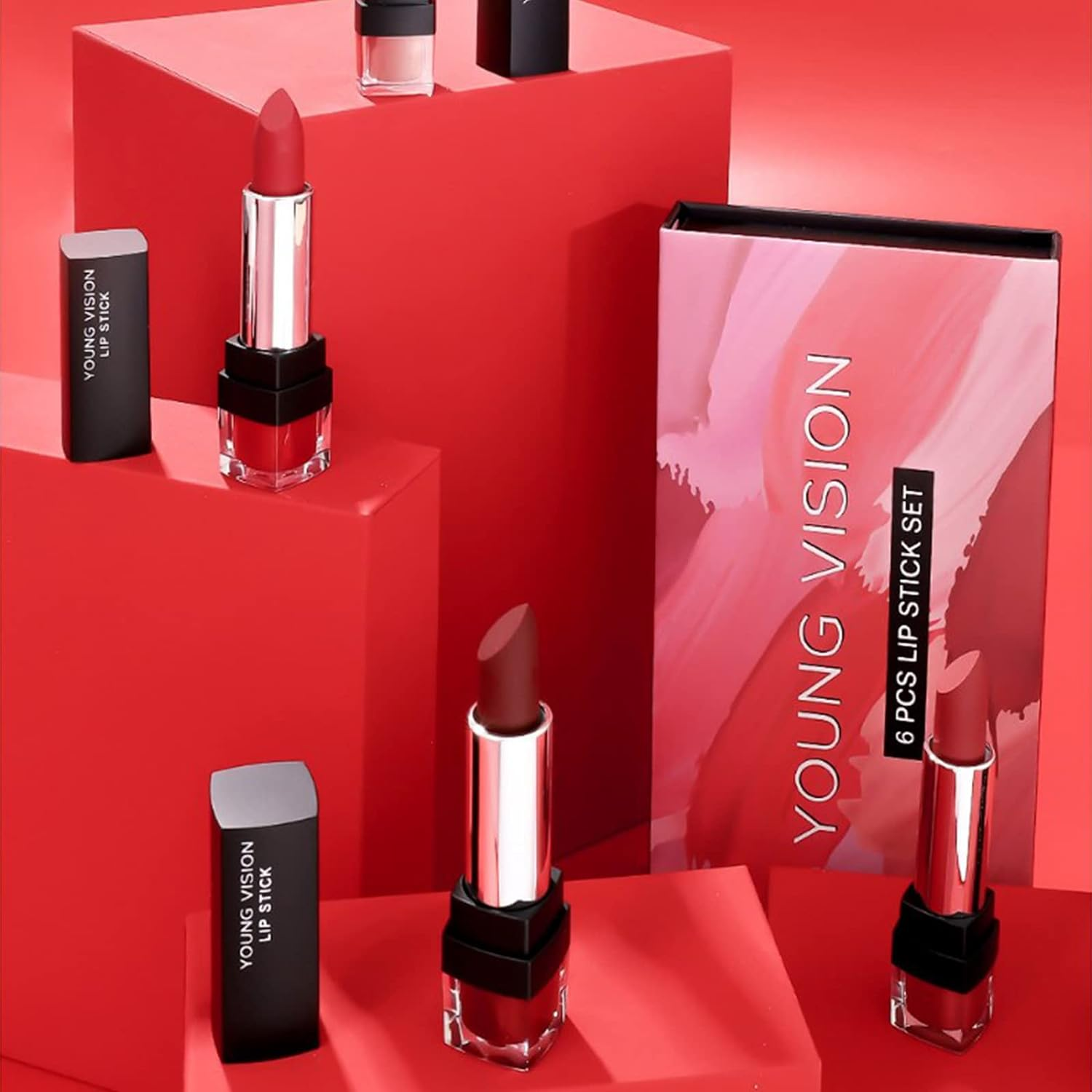 Joyeee Matte Nude Lipstick, Lip Stick Bundles Gift Box Set, Waterproof Long Lasting Retractable, for Daily/Travel/Party/Work Makeup, 6 Packs