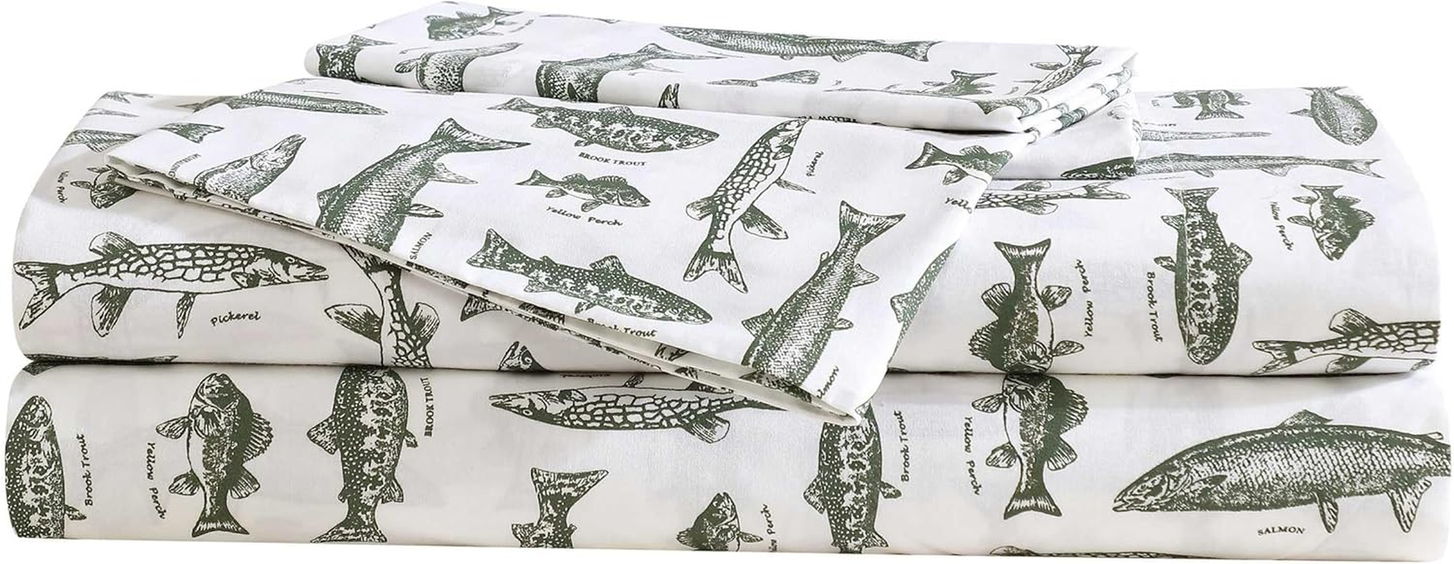 Eddie Bauer - Sheet Set, Cotton Percale Bedding with Matching Pillowcases, Crisp & Breathable, 200-Thread Count, Classic Comfort Essentials (Wes Fish Green, Queen) image number 2