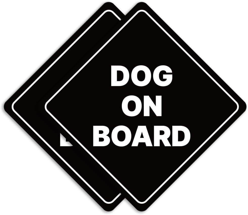 GEEKBEAR Dog on Board Car Sign - Sticker or Magnet & Color Options, Weather-Resistant - Diamond Shape 6.8 X 6.8 in (Mint, Reflective Magnet)