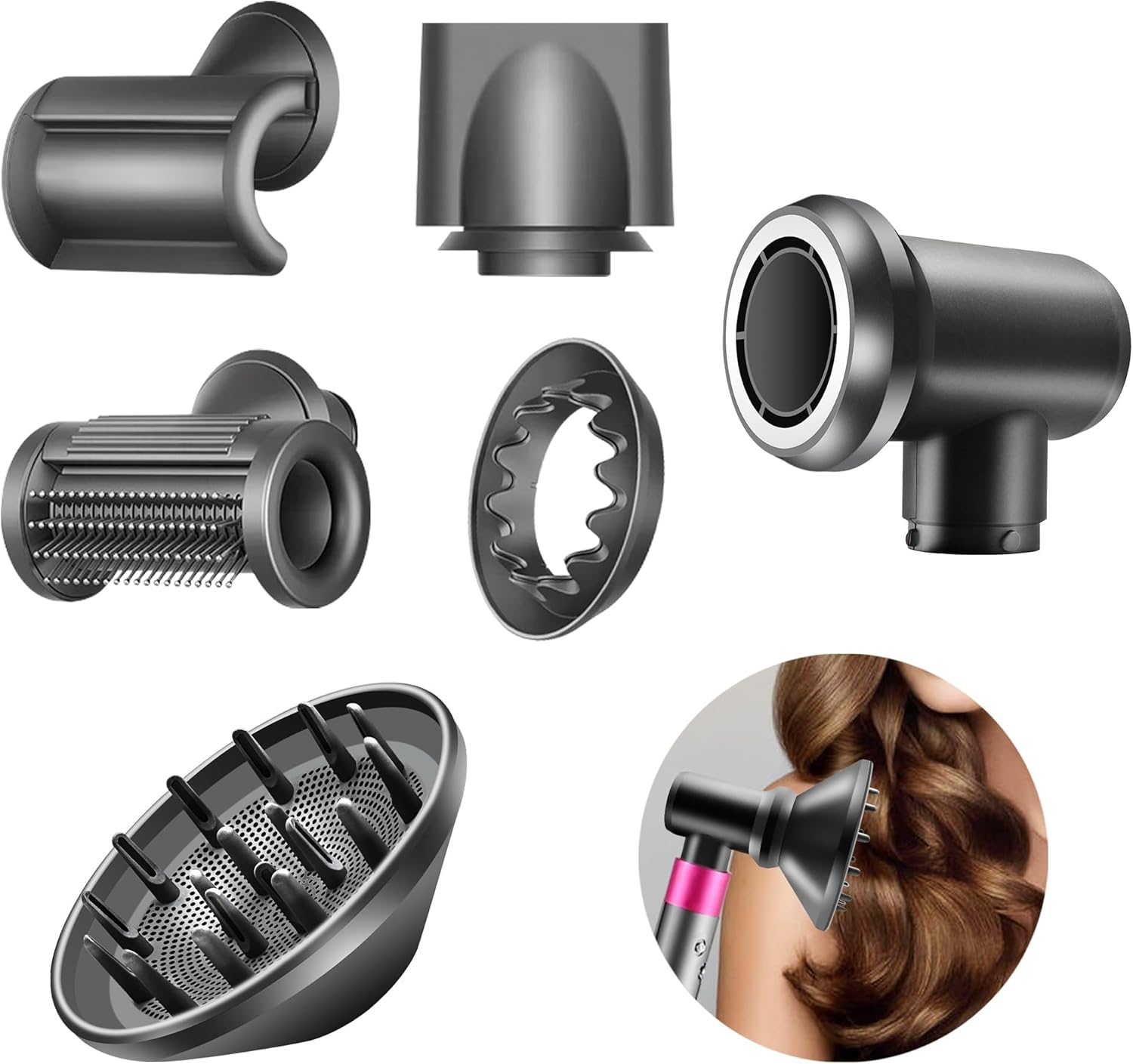 Diffuser and Adaptor for Dy Son Airwrap Styler, 6 Pack Hair Dryer Diffuser Attachment Compatible with Airwrap Styler Converting to Hair Dryer image number 3