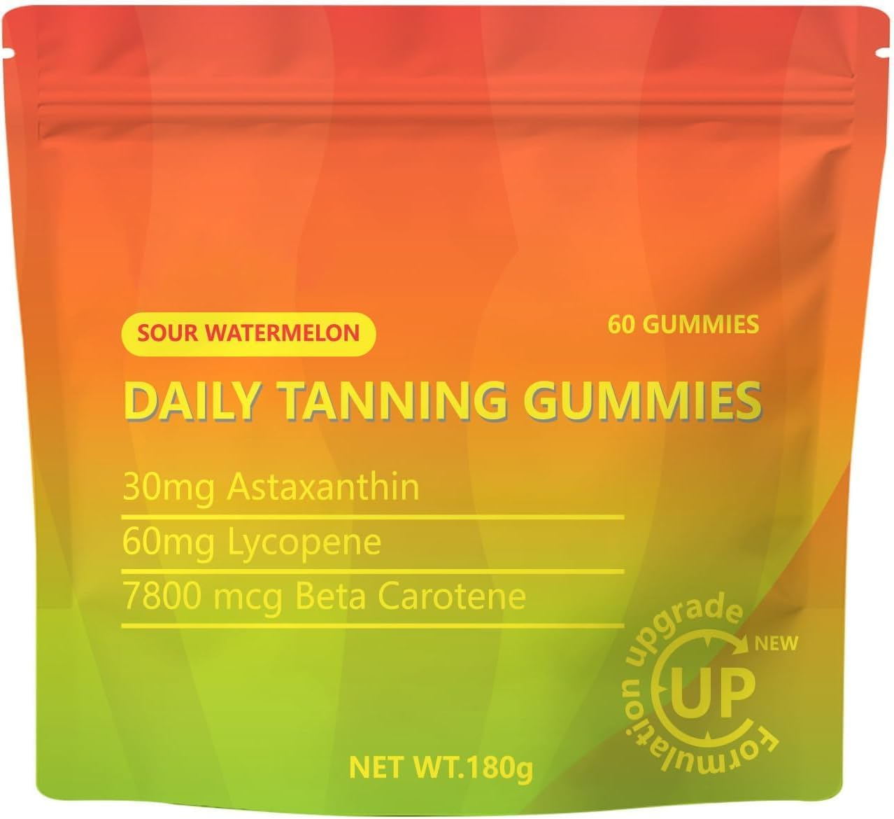 Tanning Gummie, Tanning Gummies for Skin Glow & Health - Vegan, Non-Gmo, with Astaxanthin, Lycopene & Beta Carotene, 60 Gummies for a Natural, Long-Lasting Tan - 1 Bag image number 1