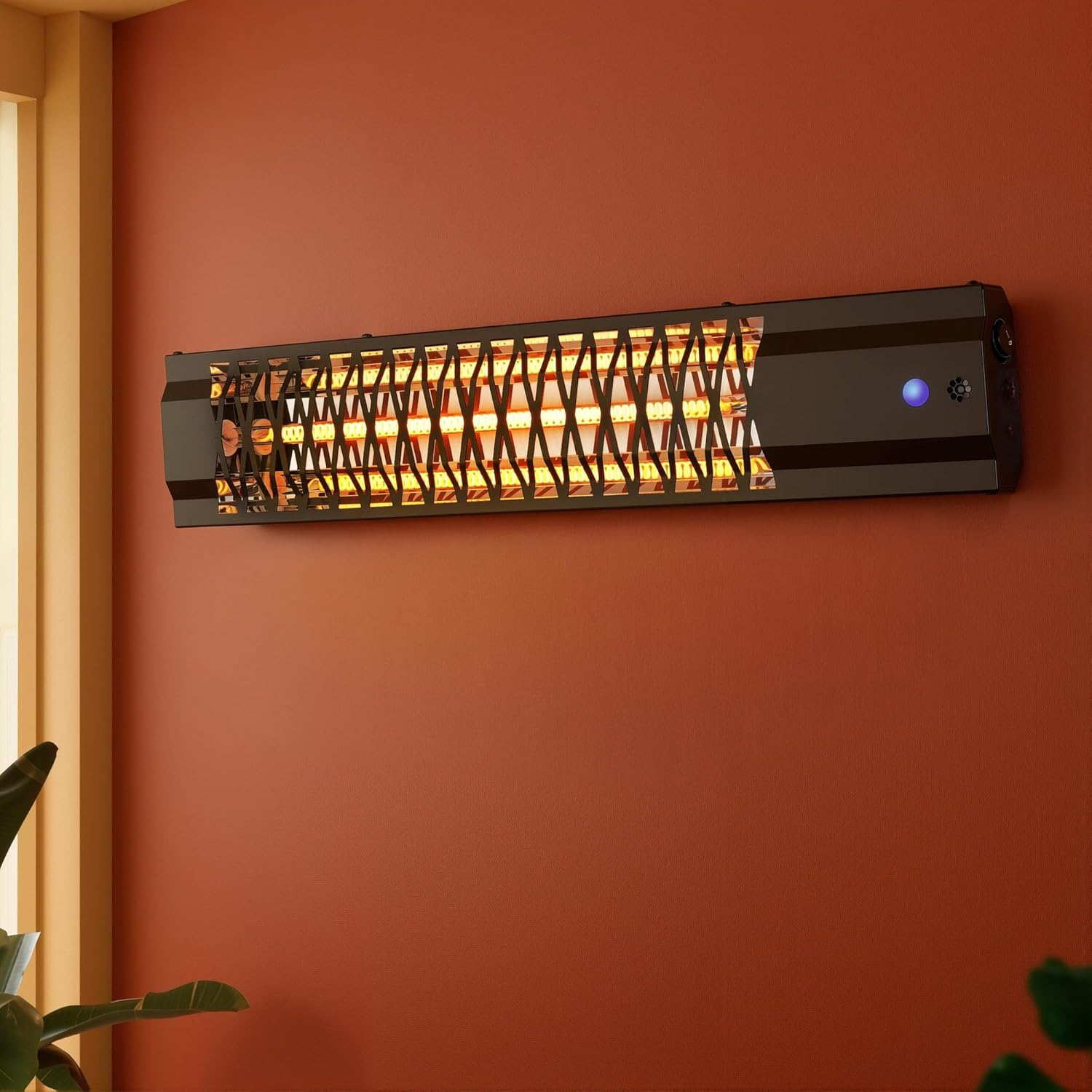 Devanti Radiant Heater, 2000W Portable Electric Infrared Strip Heaters for Bedroom Indoor Home Room Bathroom Space Heating, Remote Control Wall Ceiling Mounted Black