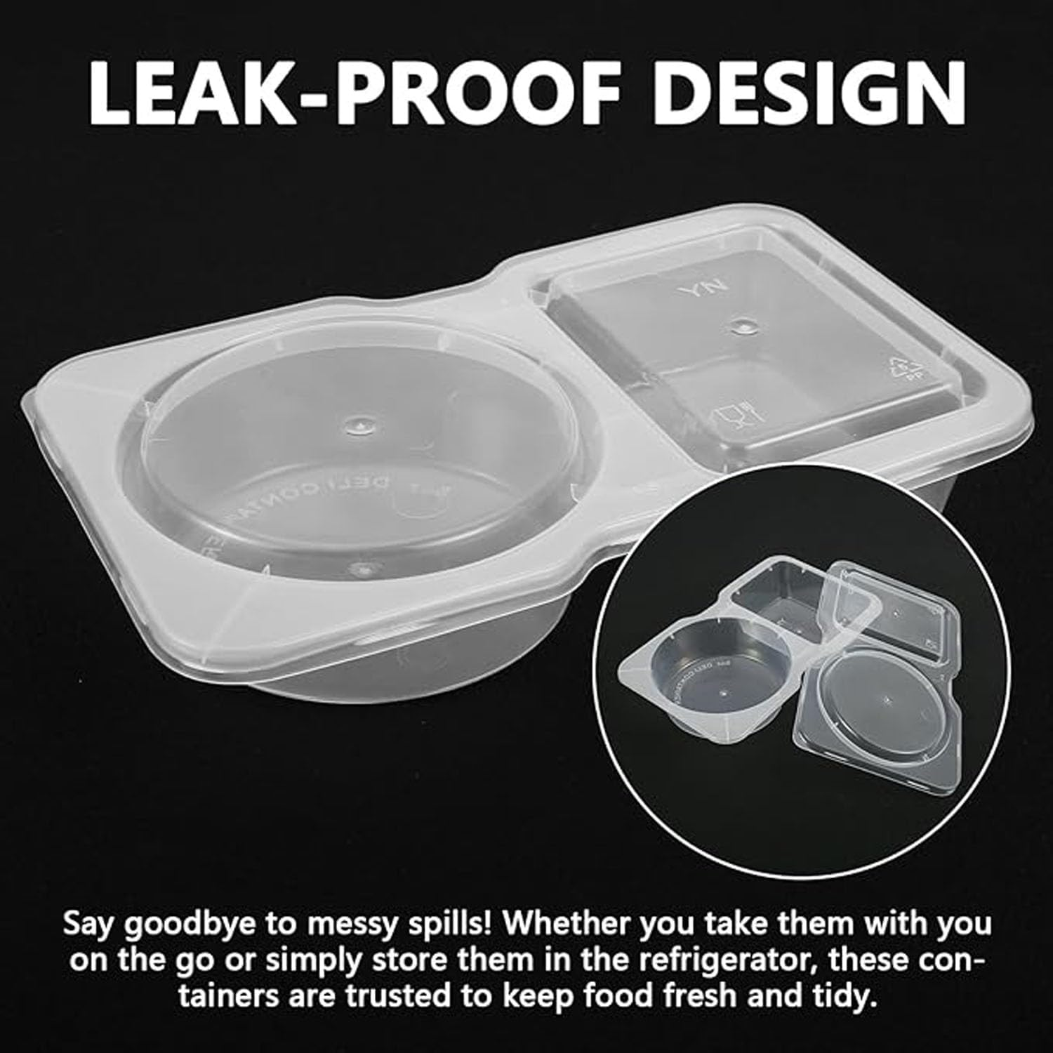 LYSAIMG 30Pcs Double Compartment Condiment Container with Lids,Portable Reusable Sauce Container,Double Compartment Snack Containers for Condiment, Dip, Sauce, Sampling and Travel Snacks image number 4