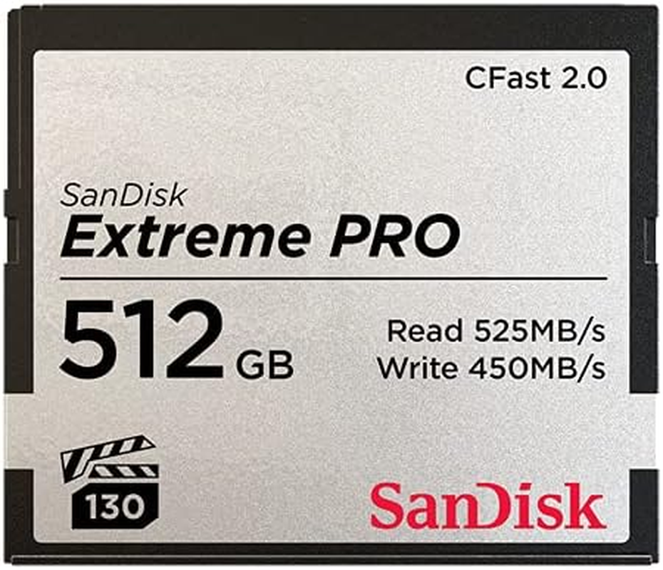 Sandisk Extreme Pro Cfast 2.0, CFSP 256GB, VPG130, 525Mb/S R, 450Mb/S W, 4X6, Lifetime Limited, Silver (SDCFSP-256G-G46D) image number 1