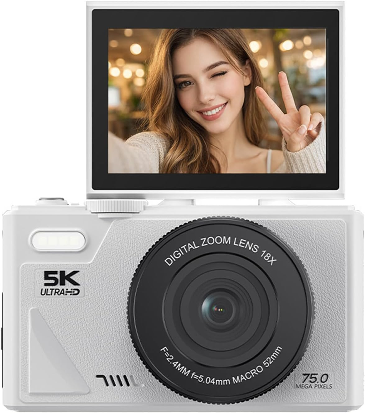 5K Digital Camera, 75MP HD Autofocus Vlogging Camera, 18X Digital Zoom Retro Mirrorless Camera with 3" Screen for Photography (Black)