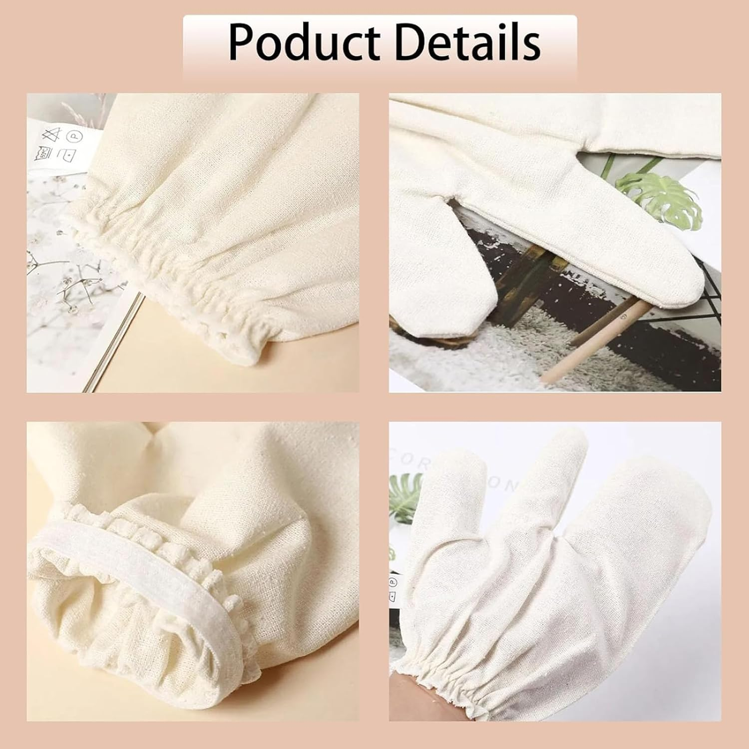 Garshana Gloves Raw Silk Massage Gloves Ayurvedic Massage, Ayurvedic Dry Brushing Gloves, Silk Gloves for Dry Brushing, 100% Raw Silk Garshana Gloves with Elastic Wrist Bands (1 Pair) image number 5