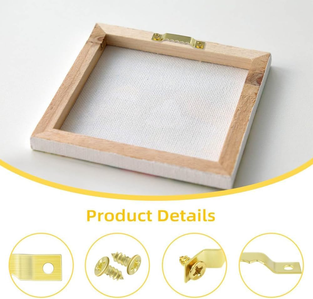 100 Pack Small Sawtooth Picture Hangers with 200 Pieces Screws,Hanging Wooden Frames Paintings Artwork Craft Projects,Steel Picture Hanging Picture Frames Hangers,Sawtooth Picture Hangers(Gold) image number 5