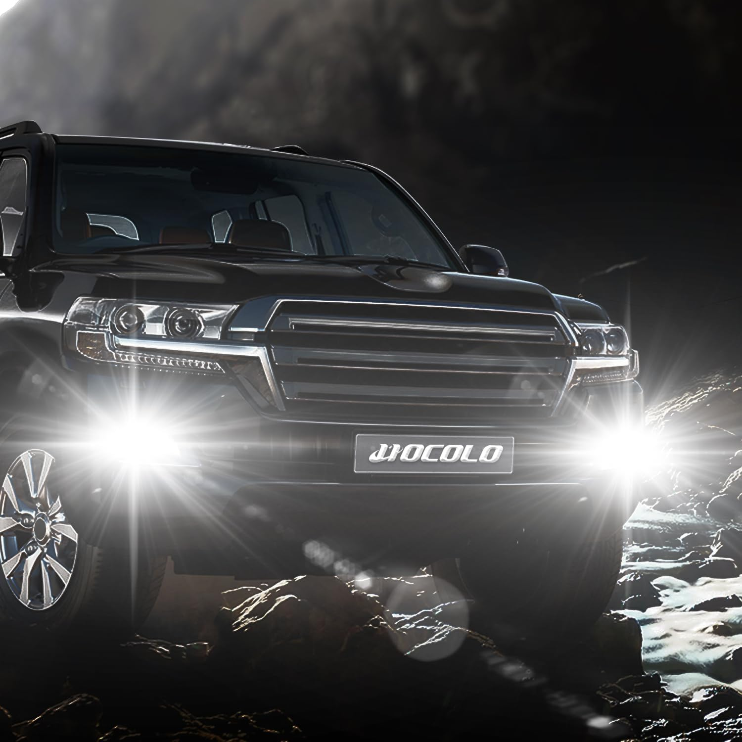 HOCOLO 2X L2 H1 6000K LED Fog Light Bulbs Set, 6000LM 6-2525-SMD Ceramic Lamp Beads, Plug and Play Fog Lamps Replace Bulb for Cars Vehicle ATV/UTV off ROAD LIGHT (White, H1) image number 1