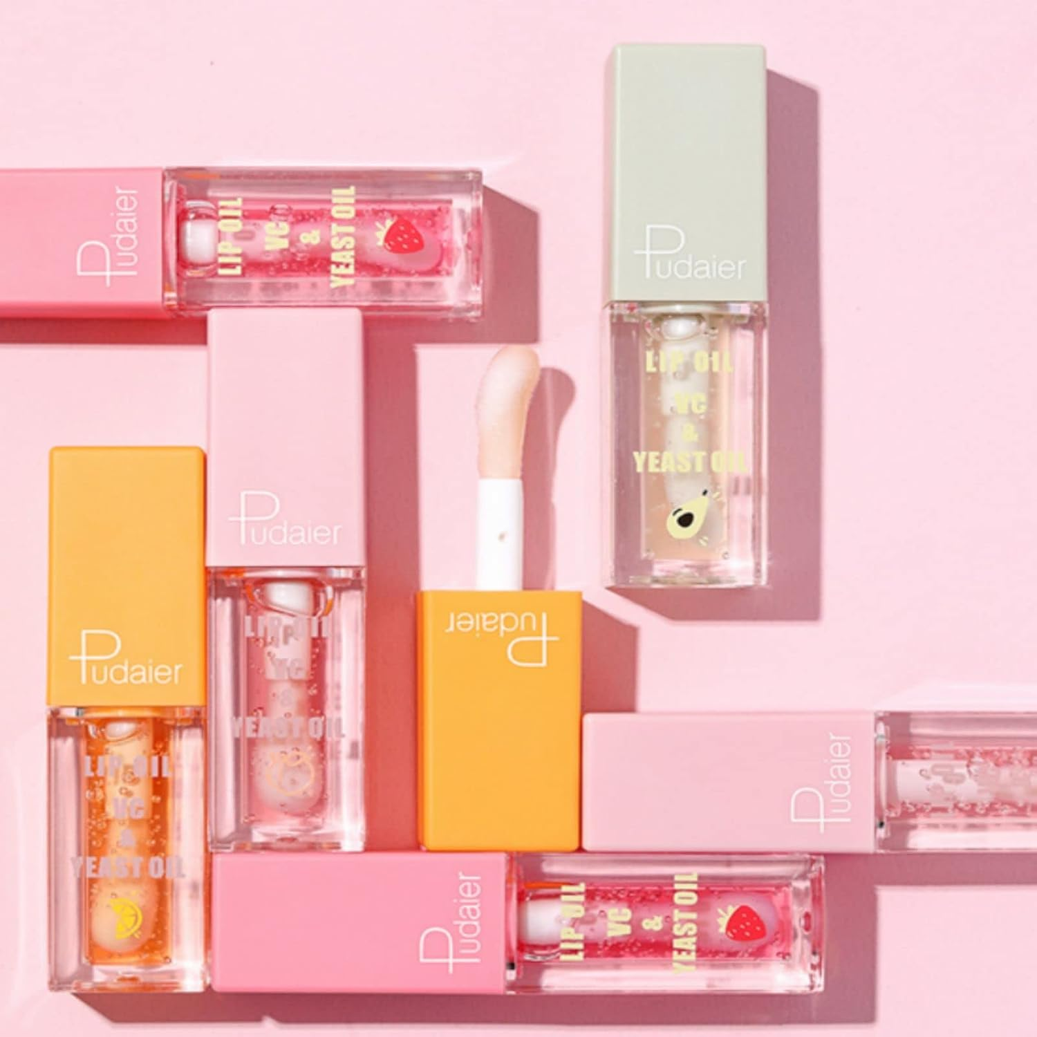 Roseflower 4 PCS Plumping Lip Oil Set - Transparent Toot, Watery Glass Finish, Fruit Essence Moisturizing, Nourishing Hydrating for Women and Girls image number 3