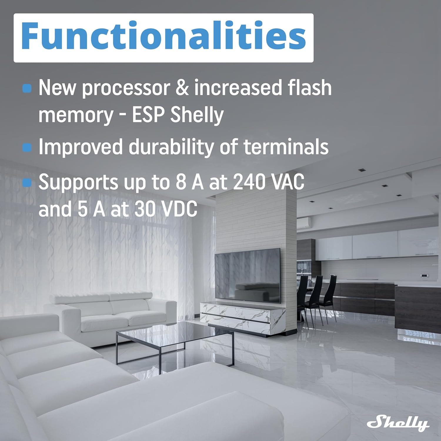 Shelly 1 Mini Gen3 | Wifi & Bluetooth Smart Switch Relay 1 Channel 8A | Home Automation | Compatible with Alexa & Google Home | Ios Android App | No Hub Required | Dry Contacts image number 2