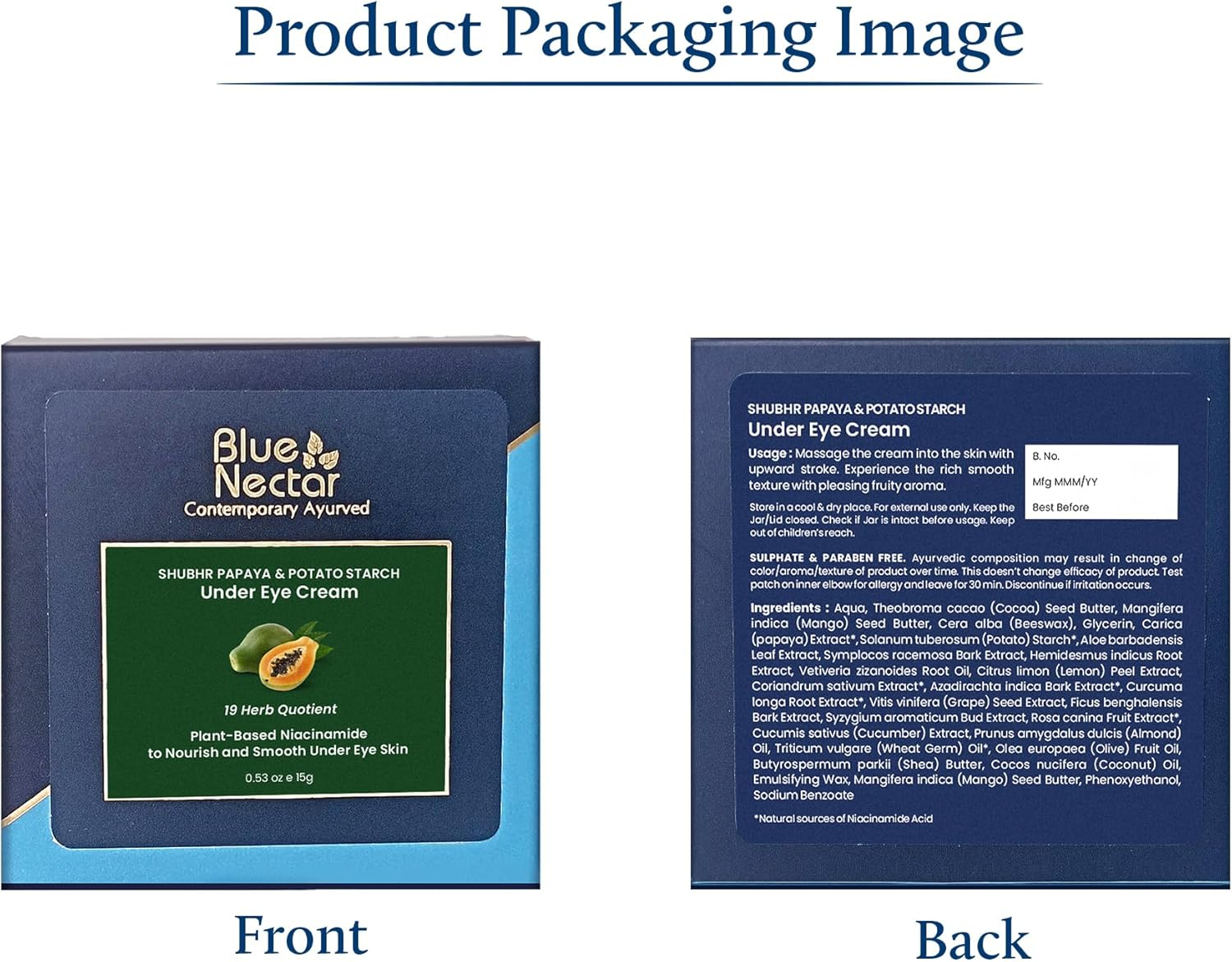 Blue Nectar Shubhr under Eye Cream for Dark Circles with Papaya, Potato Starch & Niacinamide | Best under Eye Cream for Men | Eye Cream for Dark Circles & Wrinkles (18 Herbs,15G)