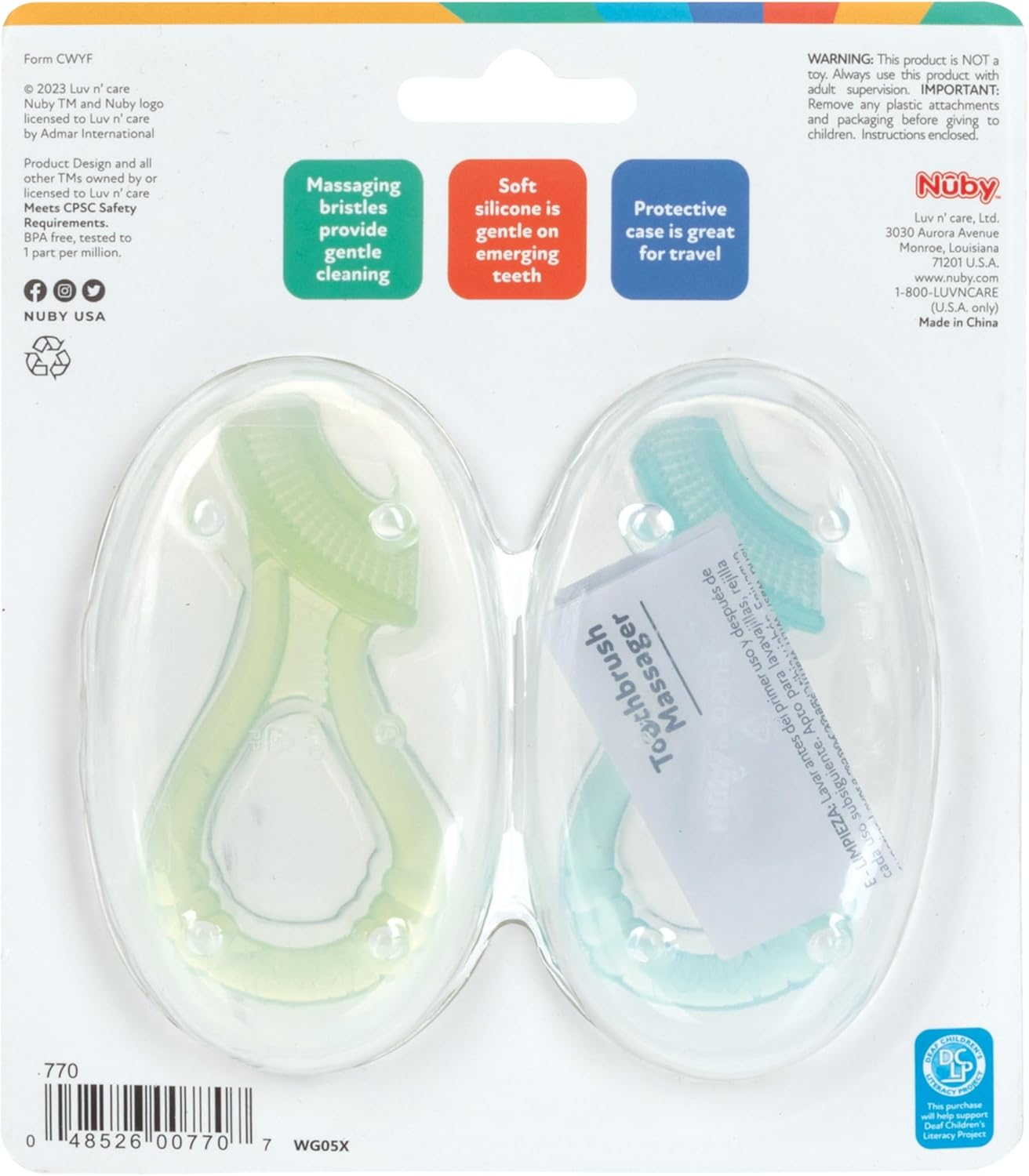 Nuby Soft Silicone Gum Massager with Hygienic Case, 2-Pack, 3 M+ image number 4