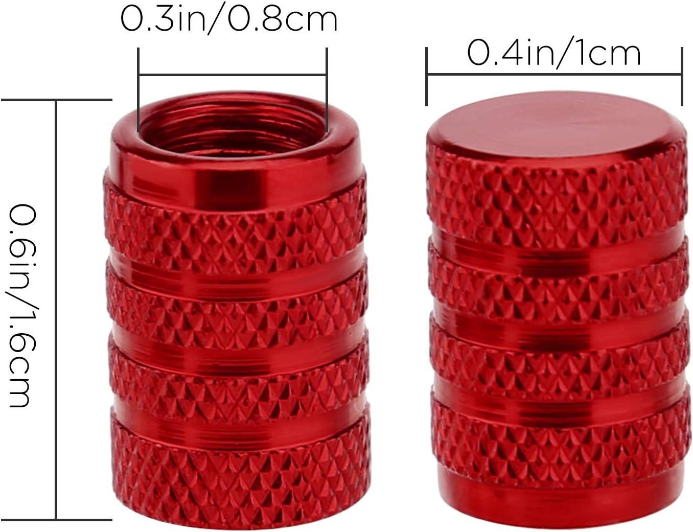 SAVITA 8Pcs Tire Valve Stem Caps, Universal Aluminum Tire Valve Cap with Rubber Ring, Dust Proof Valve Cover for Cars, Suvs, Bike and Bicycle, Trucks, Motorcycles (Red) - Grey image number 4