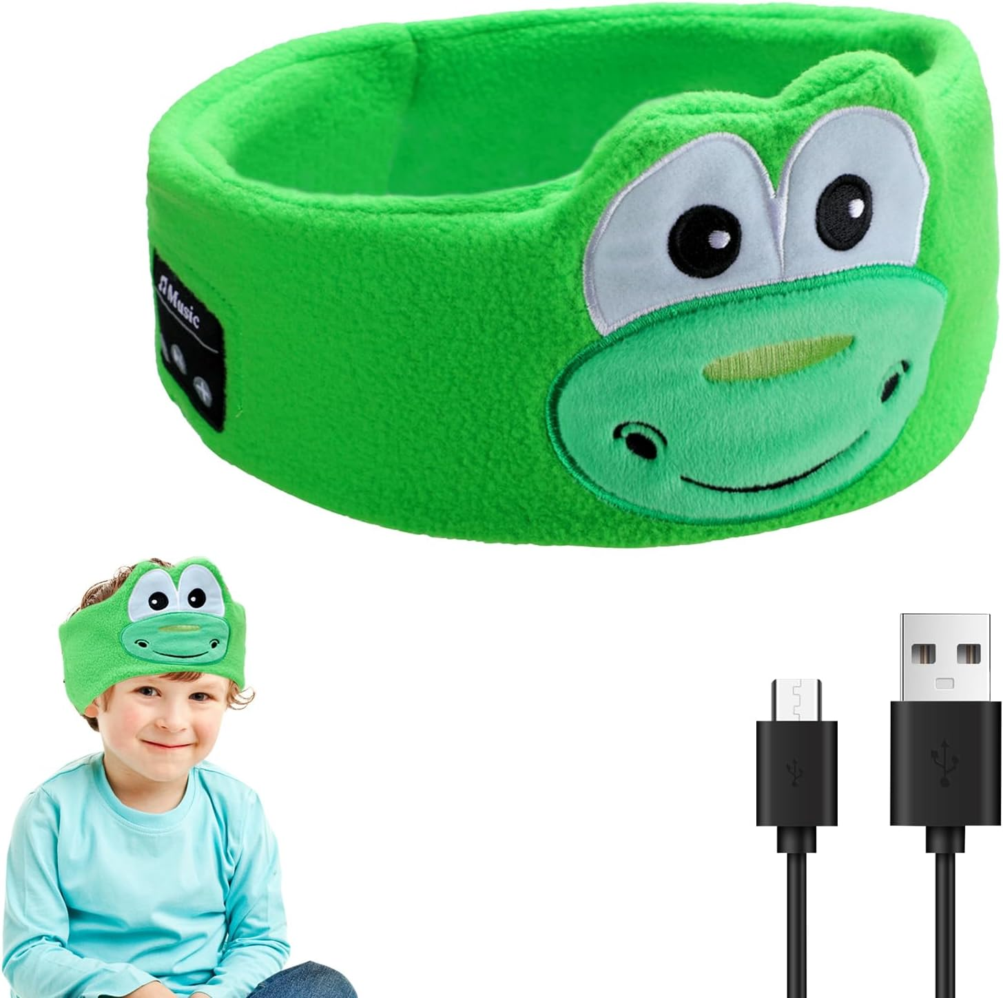 UOEPOWA Kids Headphone Headband, over the Ear Headband Headphones, Super Soft Toddler Headphones with Thin Speakers, Wireless Toddler Earphones Volume Limit to Protect Hearing (Bear)