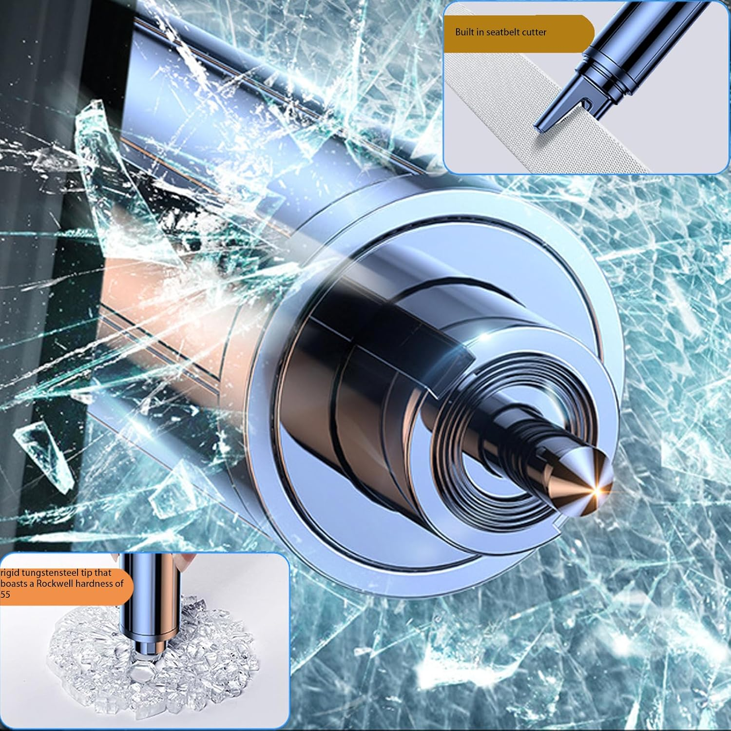 2 Packs, Glass Breaker, Window Breaker Seatbelt Cutter, Car Escape Tool, Emergency Glass Hammer, Window Punch Seatbelt Cutter, Life Rescue Tools Kit, image number 1