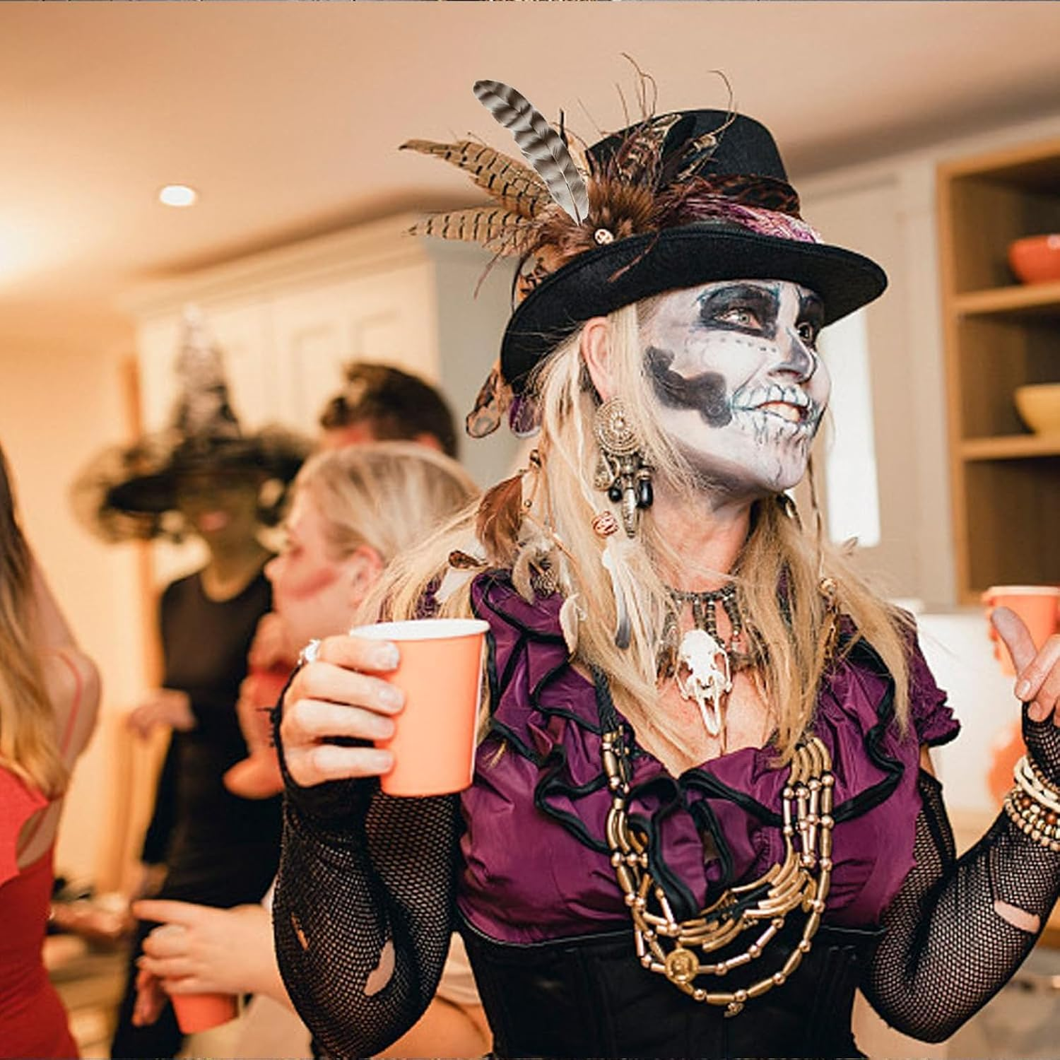 40Pcs Natural Pheasant & Turkey Feathers for Crafting DIY Hat, Flower Arrangement, Party - 4 Styles Spotted Craft Decorative Feathers