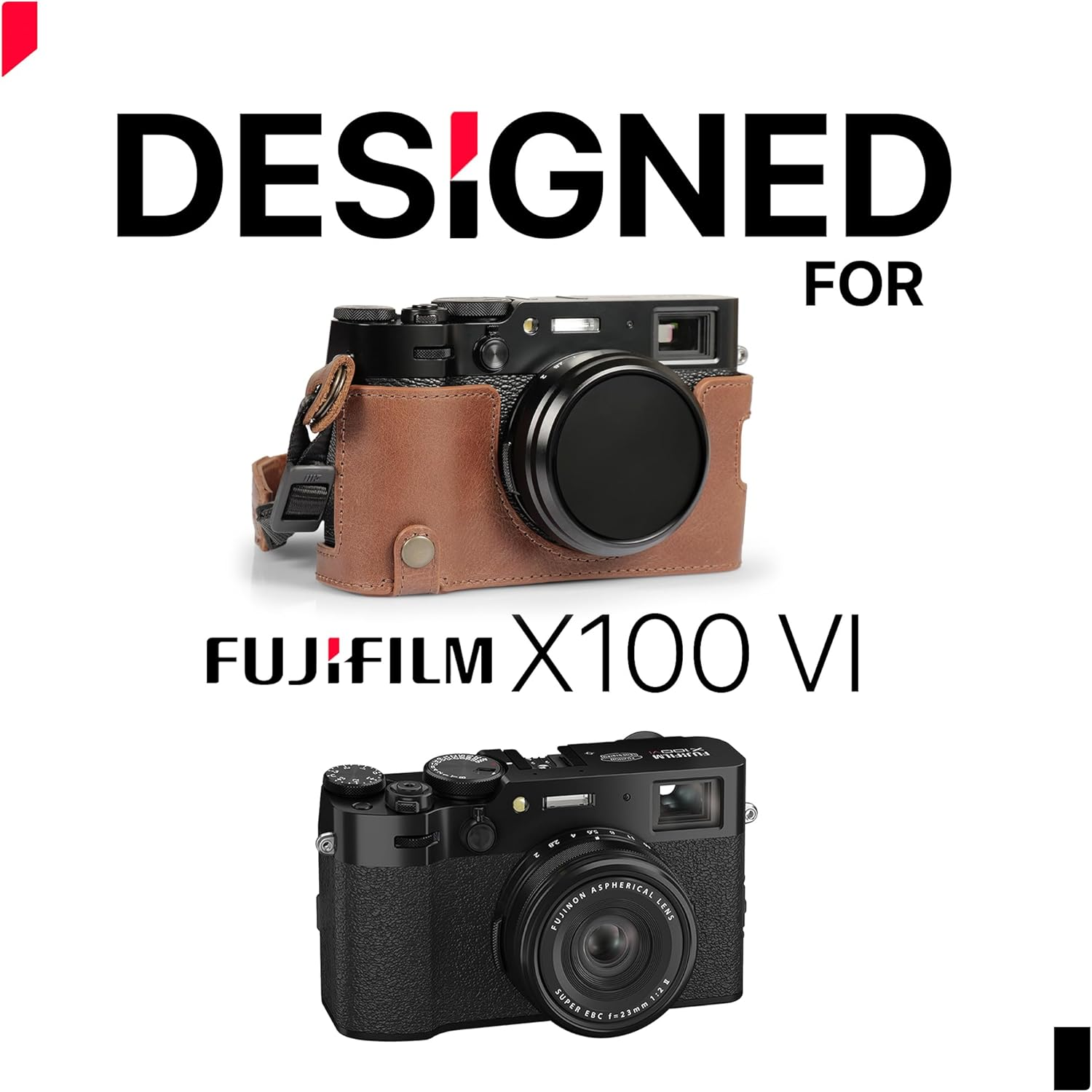 Megagear Ever Ready Genuine Leather Half Camera Case Compatible with Fujifilm X100VI - Brown image number 6