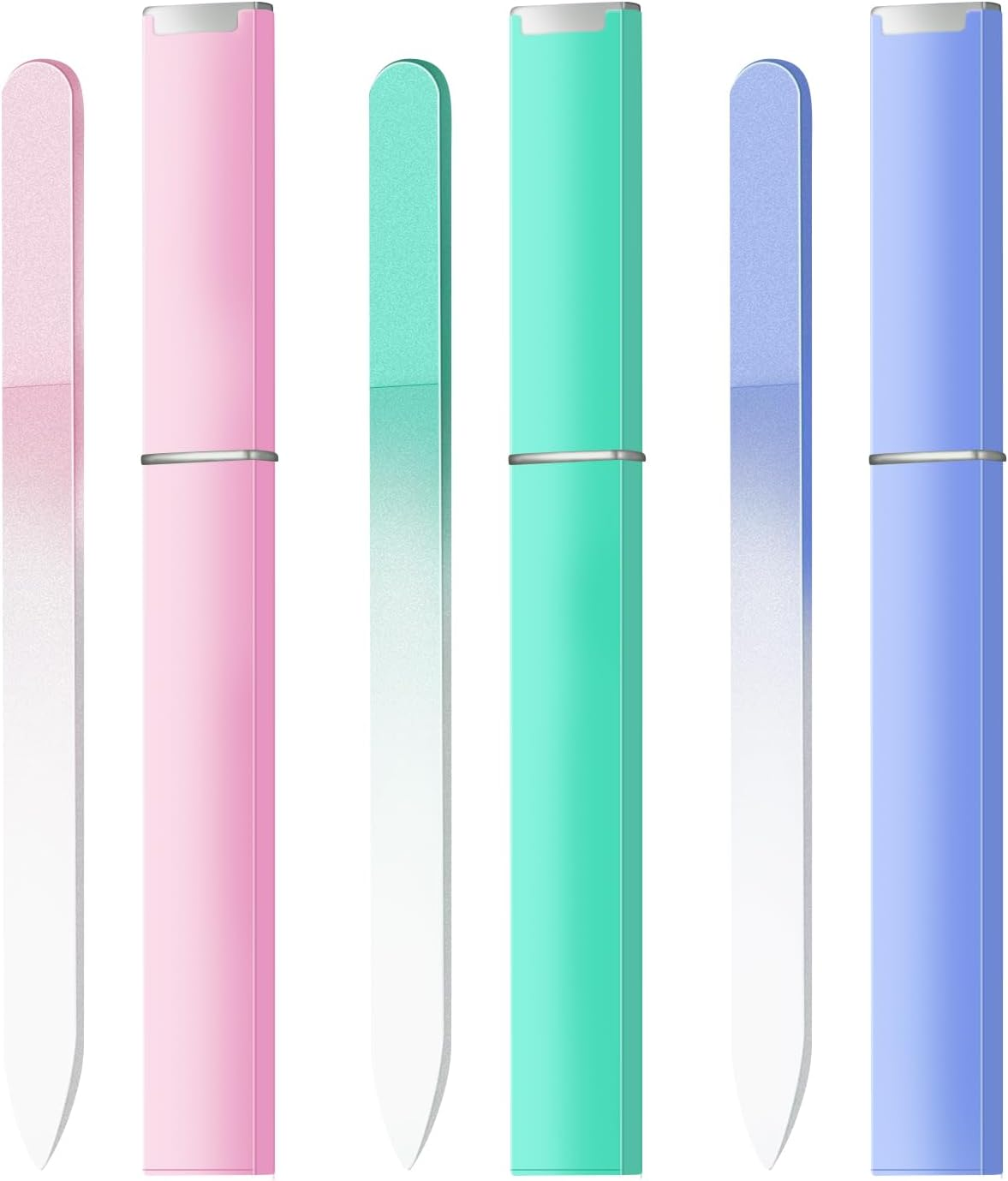 3 Pcs Glass Nail Files Double Sided Polish Crystal Fingernail File with Case Manicure Salon Nail Care for Women Girls (Pink Green Blue, Count, 3, 240 Grit) image number 2