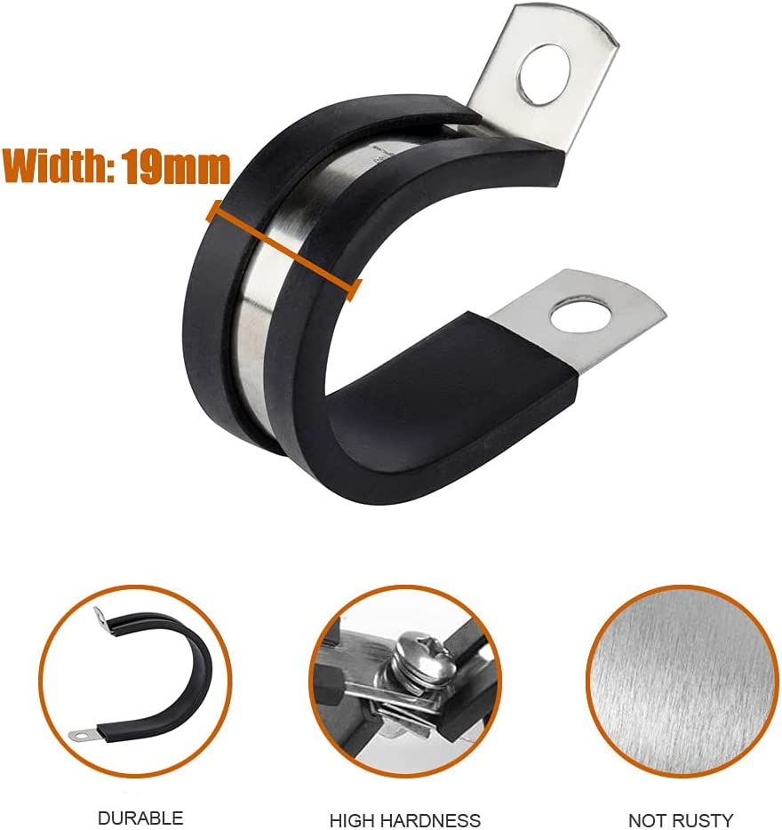 ISPINNER 12 Pack 1.375 Inch Rubber Cushioned Stainless Steel Cable Clamp, Hose Clamp, Pipe Clamp (1-3/8 Inch) image number 3