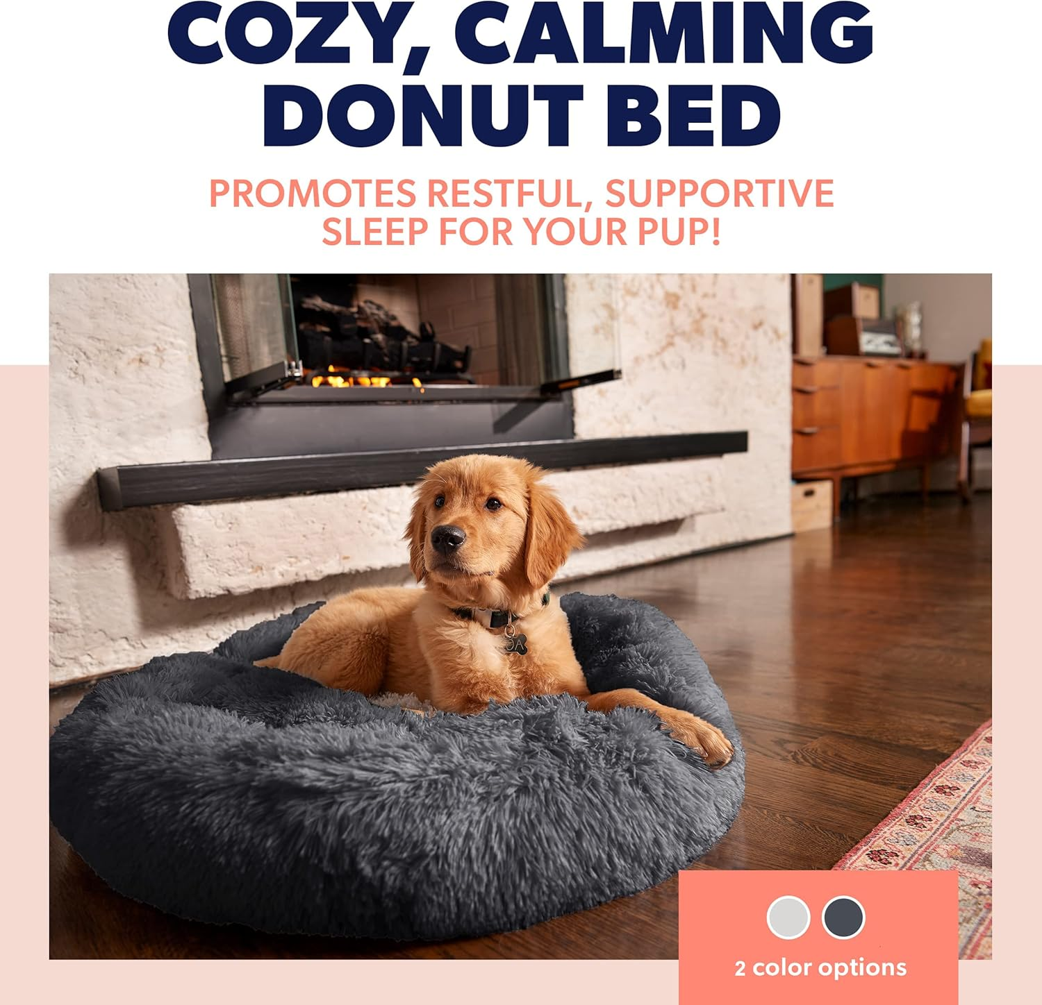 Cat Beds for Indoor Cats, Calming Cat Dog Beds for Small Medium Cats Dogs anti Anxiety Kittens Puppy Donut Bed Machine Washable Cat Bed Warming Soft Fuzzy Comfy round Pet Bed (Dark Grey, 24 Inches) image number 4