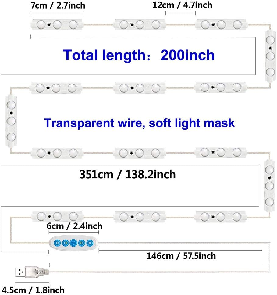 Led Vanity Mirror Lights, Hollywood Style Vanity Make up Light, Dimmable Color and Brightness Lighting Fixture Strip, for Makeup Vanity Table & Bathroom Mirror, Mirror Not Included image number 5