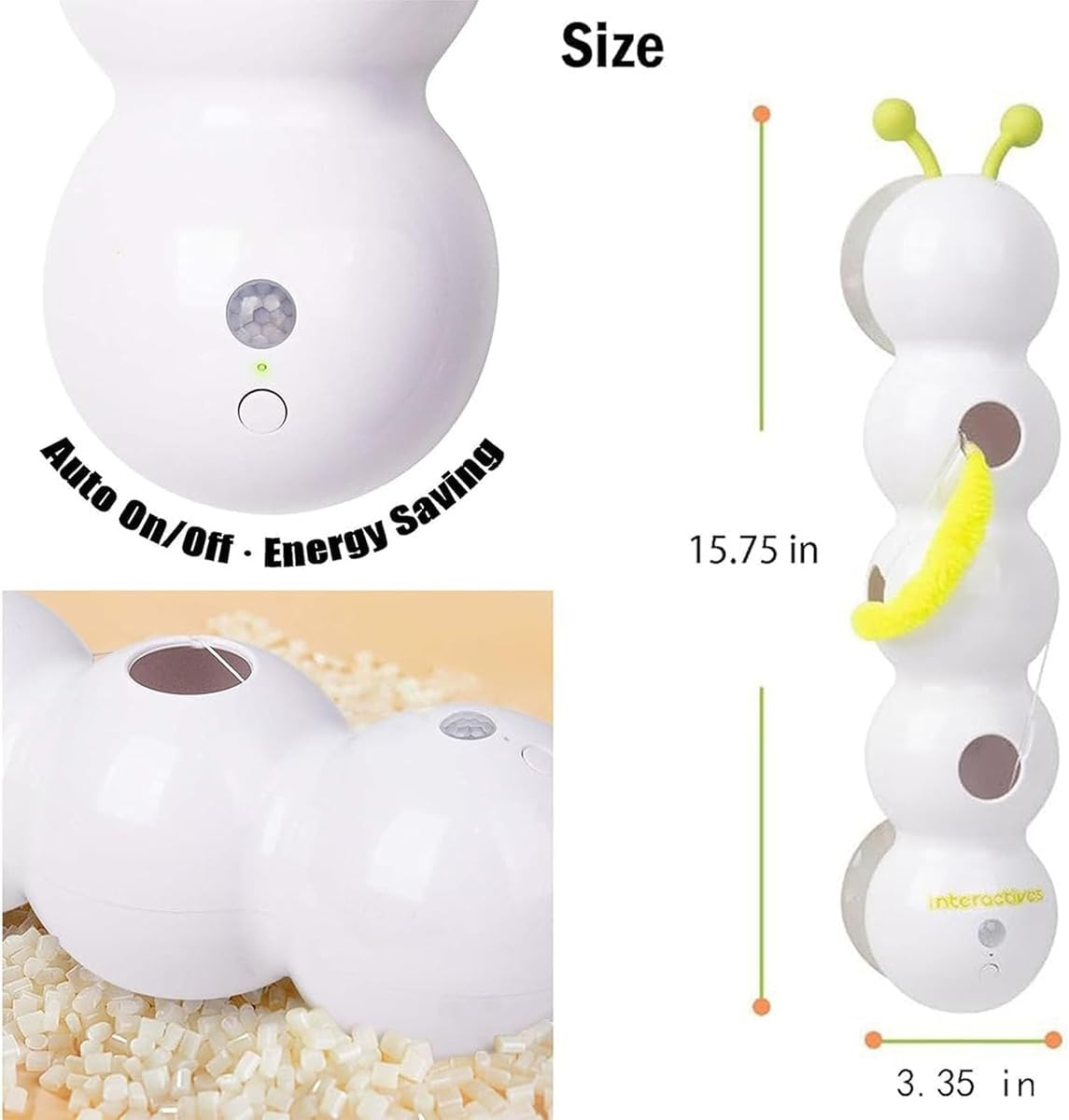 Whack a Worm Post Cat Toy, Whirlie Fun Smart Motion Paw Worm Cats Toys with Worms Design, Whack a Worms Post Cat Toys with Suction Cup for Indoor Cats (1PC) image number 2