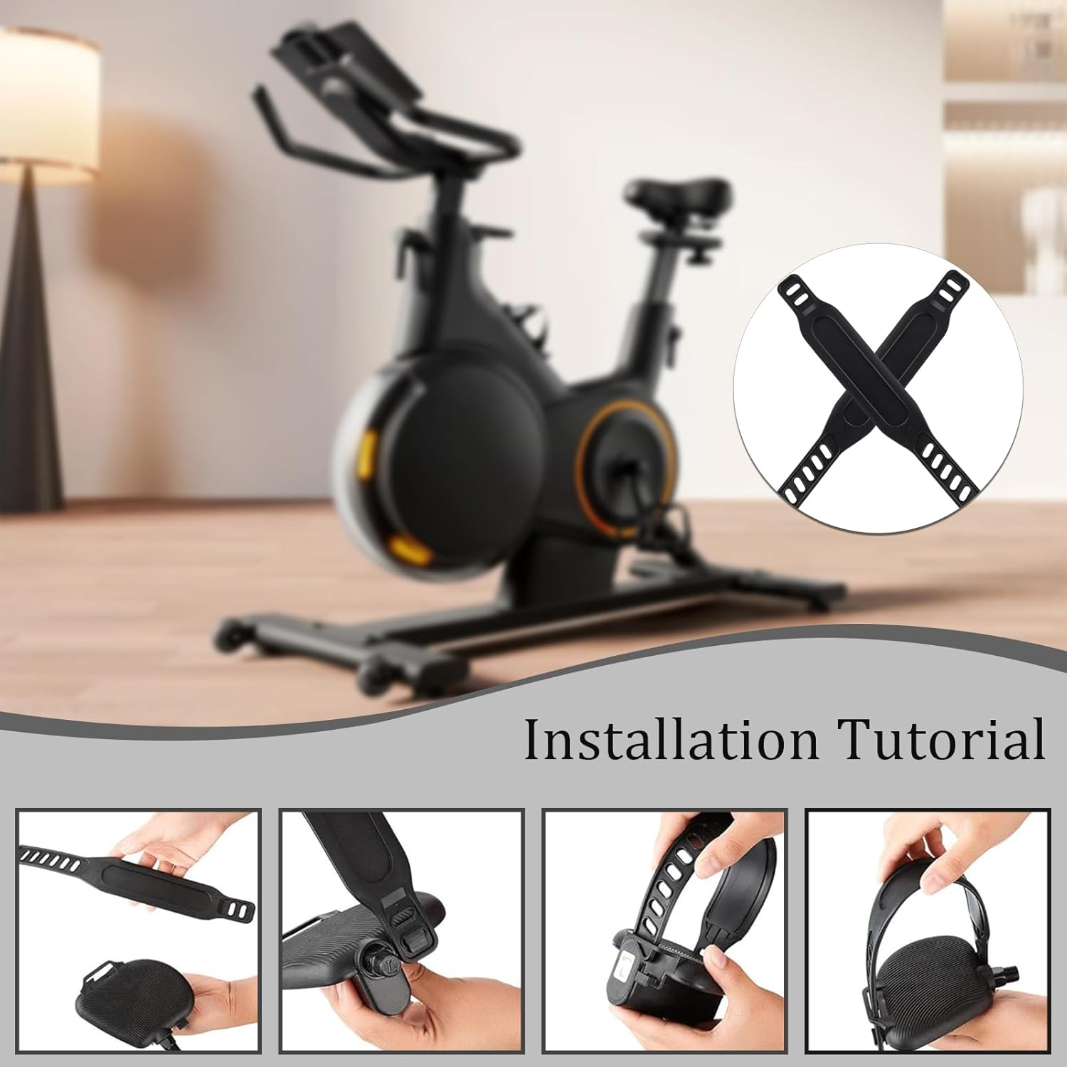 ZGWANSUI Adjustable Exercise Bike Pedal Straps, Stationary Bike Foot Straps Replacement, Universal for Bicycle Stationary Cycle Spinning Bike Home or Gym, Two Sides Slots - 2 Pairs image number 6