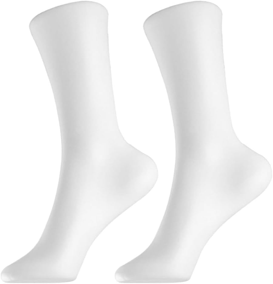 MOTRAIN 2Pcs Women Female Feet Model, Plastic Mannequin Foot Model, Female Foot Socks Display Molds, Short Stocking Mannequin Display Shoes, Display Art Sketch, White
