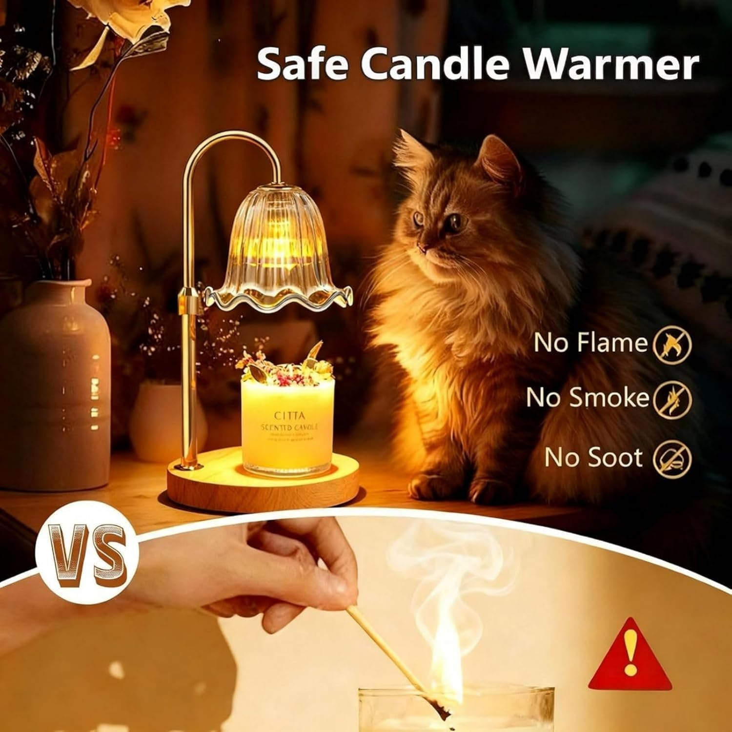 Adjustable Candle Warmer Lamp with Timer Dimmer, Adjustable Height Vintage Home Decor for Scented Jar Candles, Ideal for Women/Men, Elegant Table Lamp for Home Bedroom Office Decor image number 5