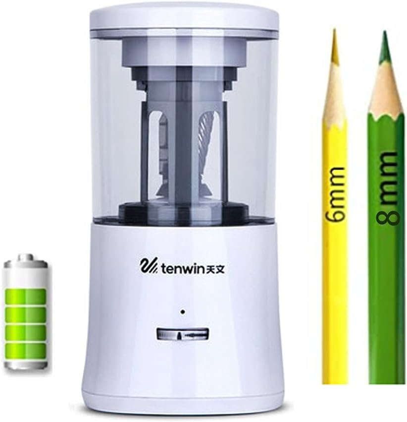 Rechargeable Automatic Electric Pencil Sharpener, Heavy Duty Spiral Blade for Fast Sharpening, Automatic Stop/Color Pencil, Usb/For School Classroom/Office/Home (White) image number 4