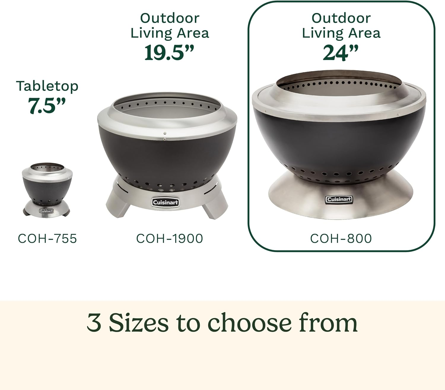 Cuisinart COH-800 24" Cleanburn Smokeless Fire Pit with Wind Guard, Easy Clean Ash Tray and Locking Base image number 1