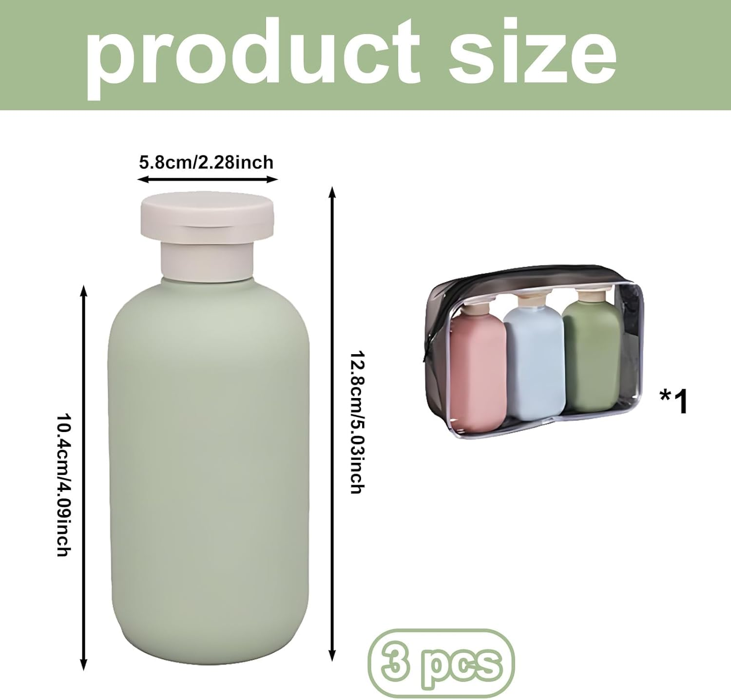 3 Pcs 200Ml Plastic Bottles, Travel Bottles, Travel Bottles for Toiletries, with Bag, Refillable Travel Container, with Flip Cover, Suitable for Hair Conditioner, Lotion image number 4
