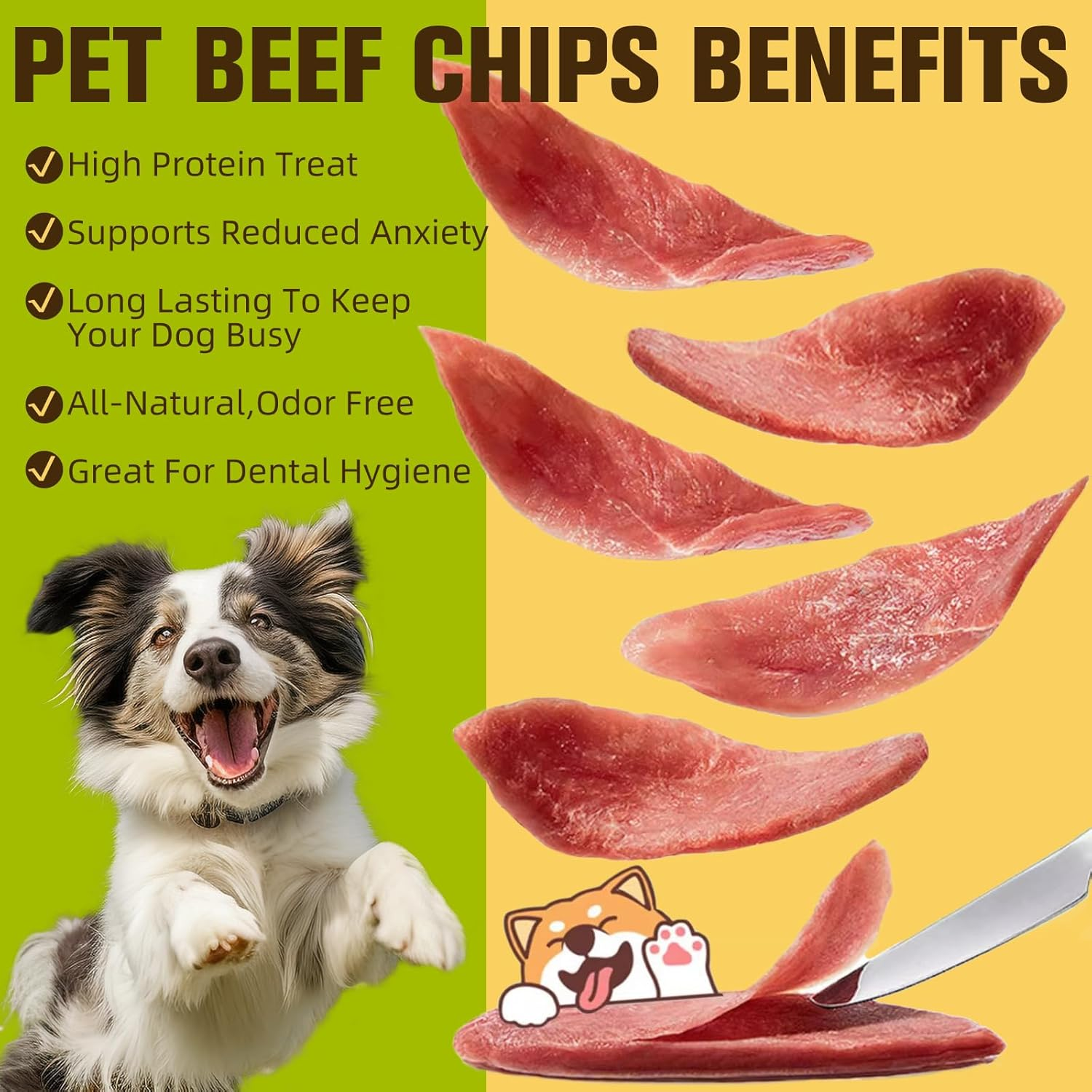 Beef Crisps Crunchy Chips - High Protein, Dog Chew Treats, Beef Flavor Chips Dog Chews for Small/Medium/Large Dogs, Beef Flavor Snack Treats for Dogs image number 4