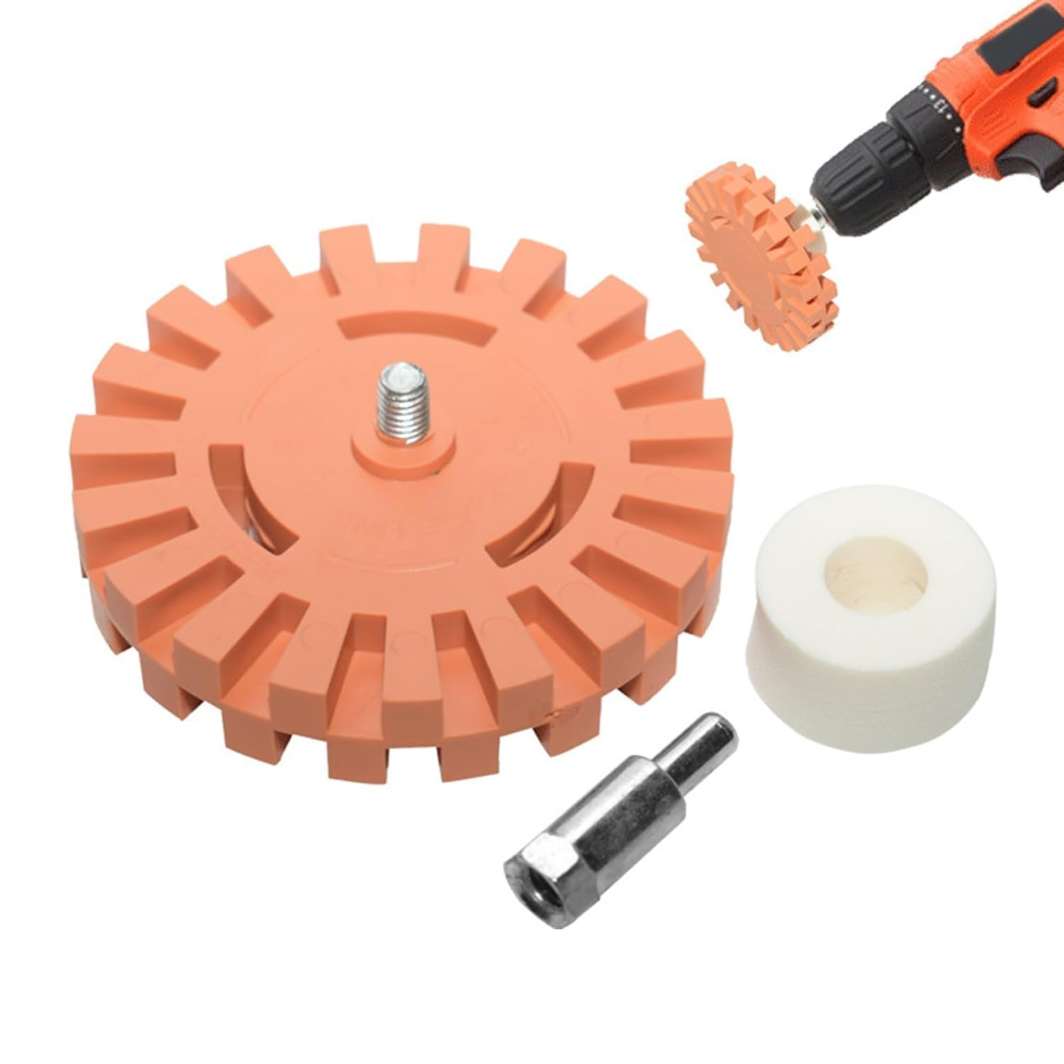 Lexziuo 1Pcs Sticker Removal Wheel - Automotive Adhesive Remover Rubber Eraser Disc Drill Tool, Quick Decal Stripping Wheel for Vehicle Graphics & Paint Surface Cleanup (B) image number 5
