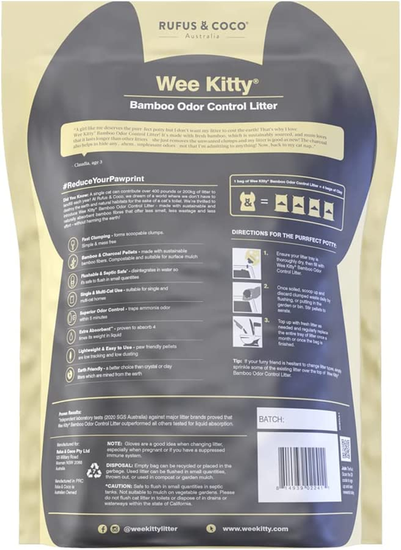 WEE KITTY BAMBOO ODOR CONTROL LITTER 2KG image number 2