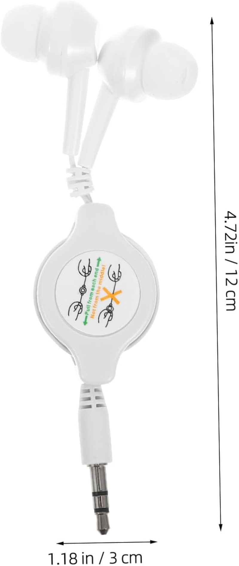 WATIIFUFU Retractable In-Ear Earphones 3.5Mm Mini Earphone for Mp3 Players White Compact Design Suitable for Travel and Daily Use