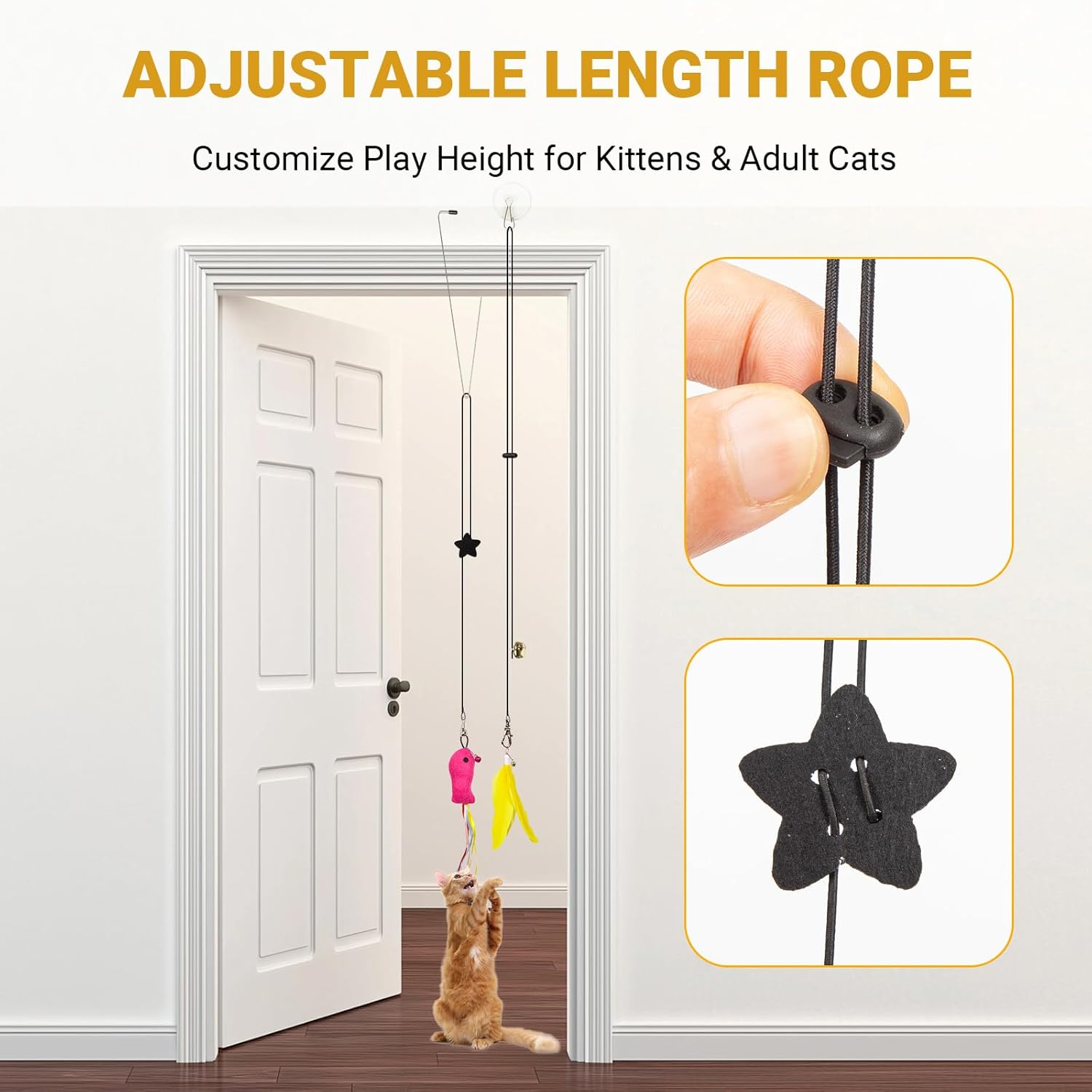 4-In-1 Interactive Cat Toys for Indoor Cats, Feather Teaser Cat Wand Toy with Suction Cup, Triangle Hook & Adhesive Hook, 12 Pack image number 5