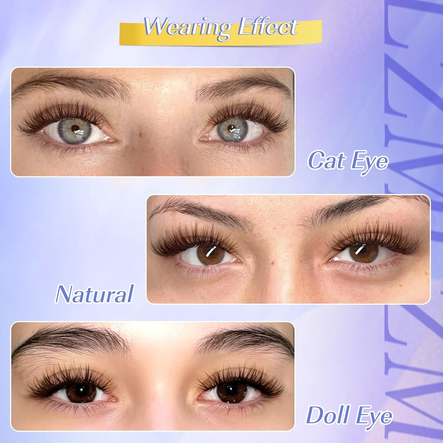 LZM Brown Cluster Lash Cat Eye Lash Clusters Thin & Invisible Band DIY False Eyelashes Natural Wispy Brown Individual Eyelash Extensions Cat-Eye 8-12Mm Mixed Length C/D Curl image number 1