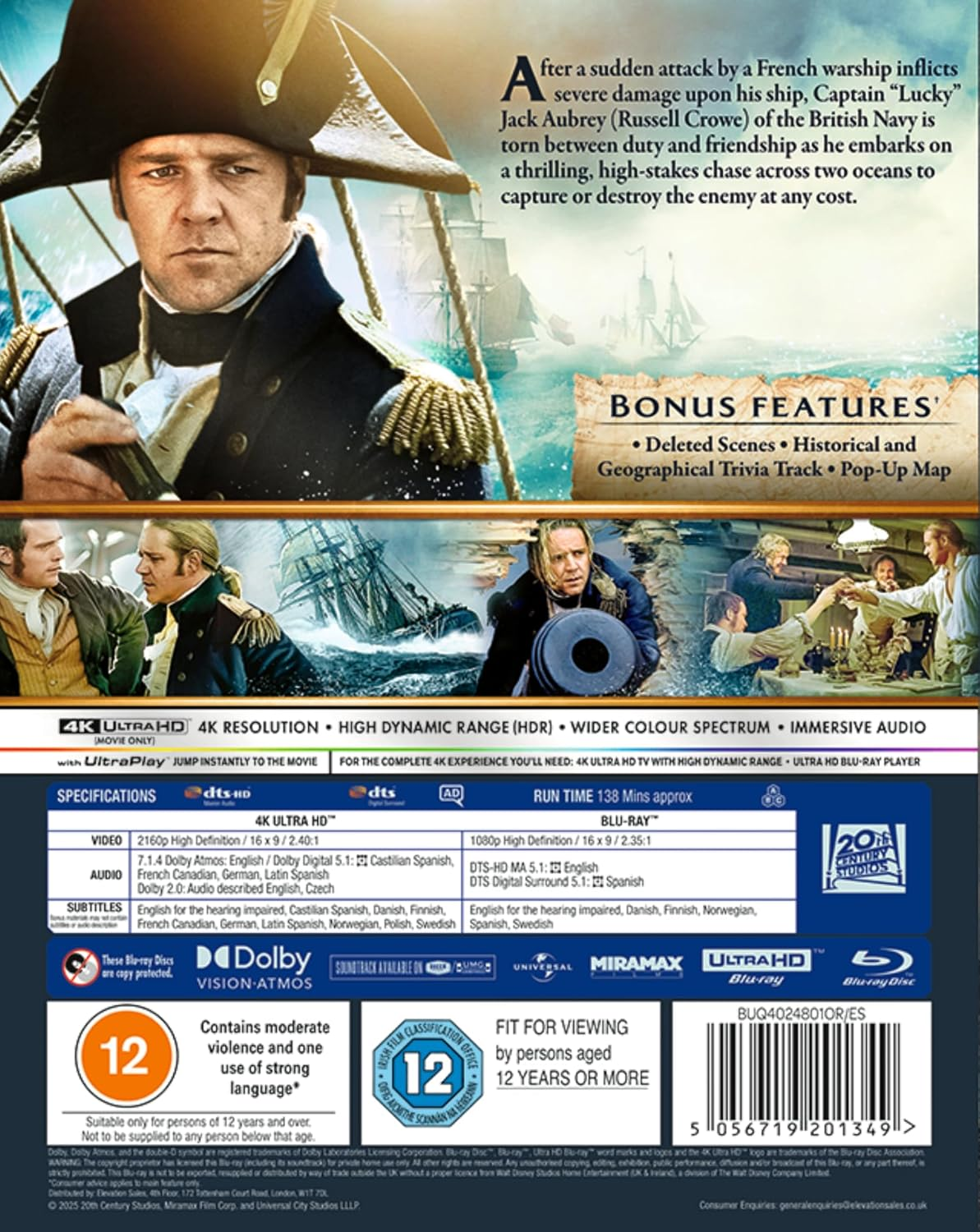 Master and Commander 4K Ultra HD/BD [Blu-Ray] [Region Free] image number 1