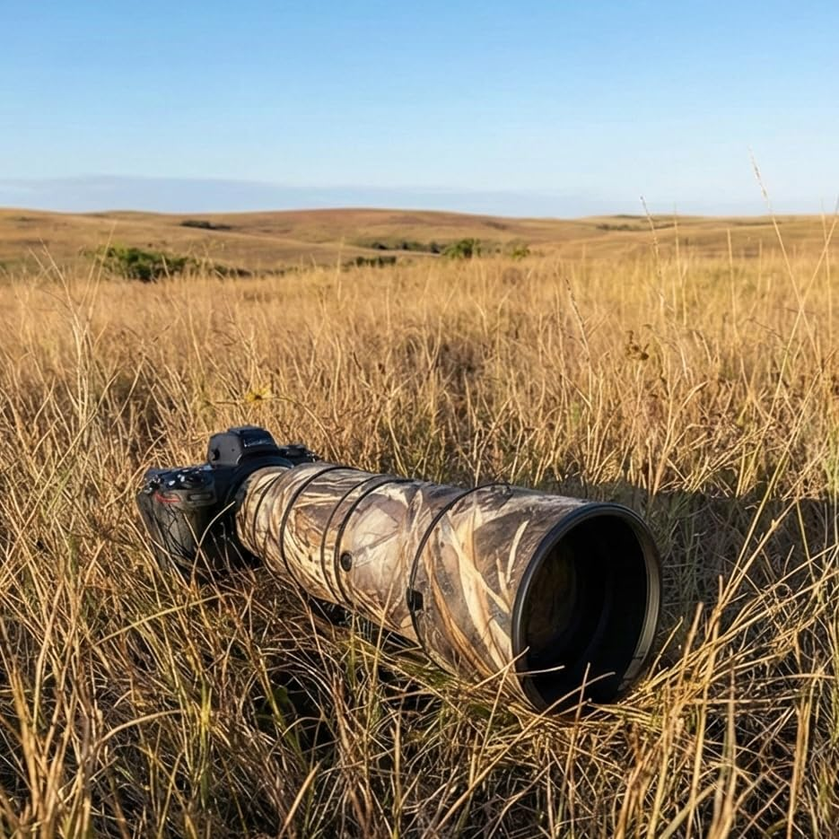 ROLANPRO Waterproof Lens Camouflage Coat for Nikon Z 600Mm F6.3 VR S Rain Cover Lens Protective Sleeve Case Clothing-#39 Reed B Waterproof - 18 Dark Camo image number 6