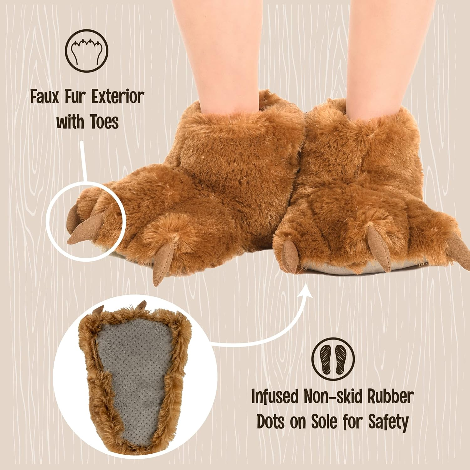 Animal Paw Slippers for Kids and Adults by Lazyone image number 2