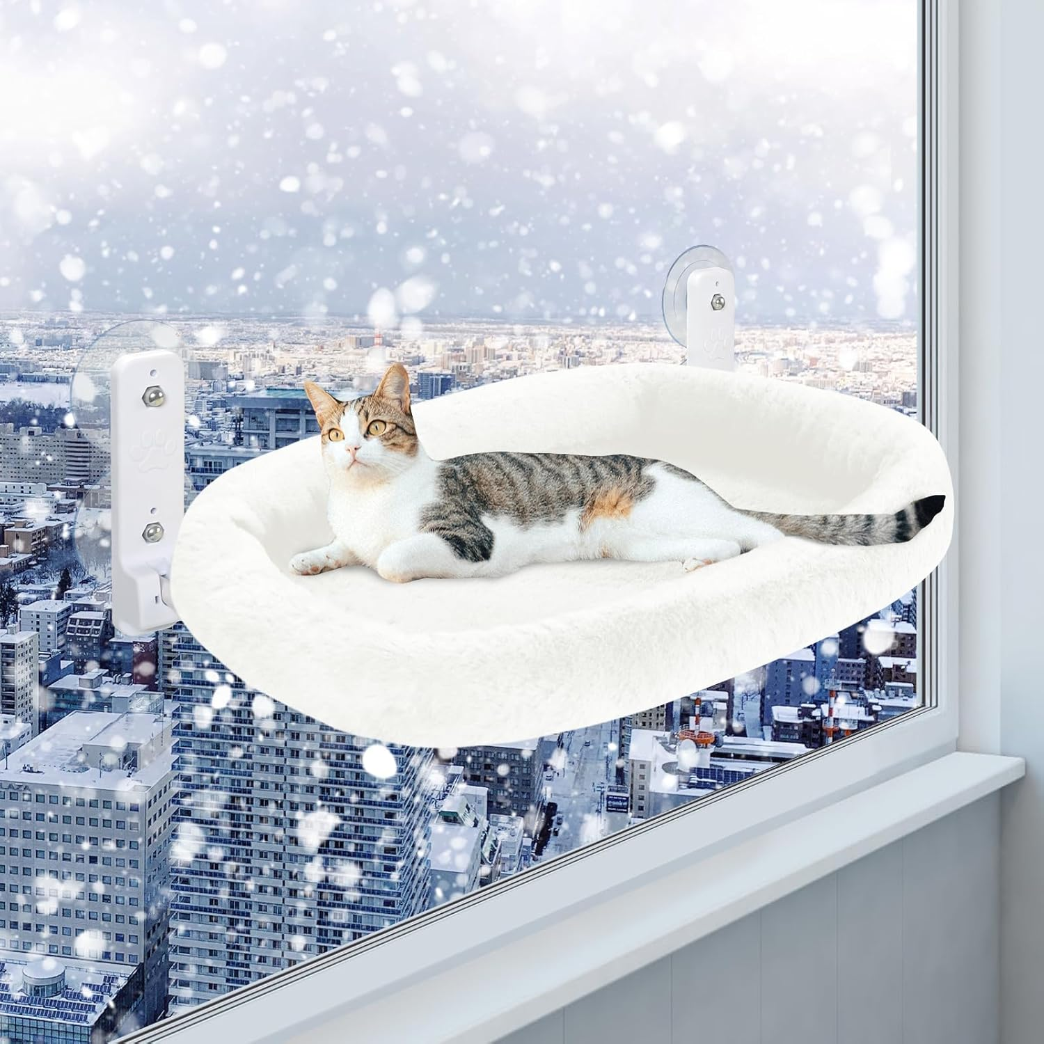 Casgee Window Lounger for Cats 60 X 30 Cm Beige with Cat Litter Tray image number 6