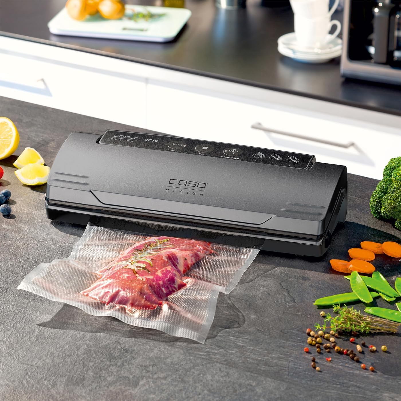 Caso VC 10 plus Edition &ndash; Includes Large Accessory Set, 30 Cm Weld, Variable Vacuum Strength, Vacuum Pump 9 L/Min, Grey, Silver, Pack of 1 image number 4