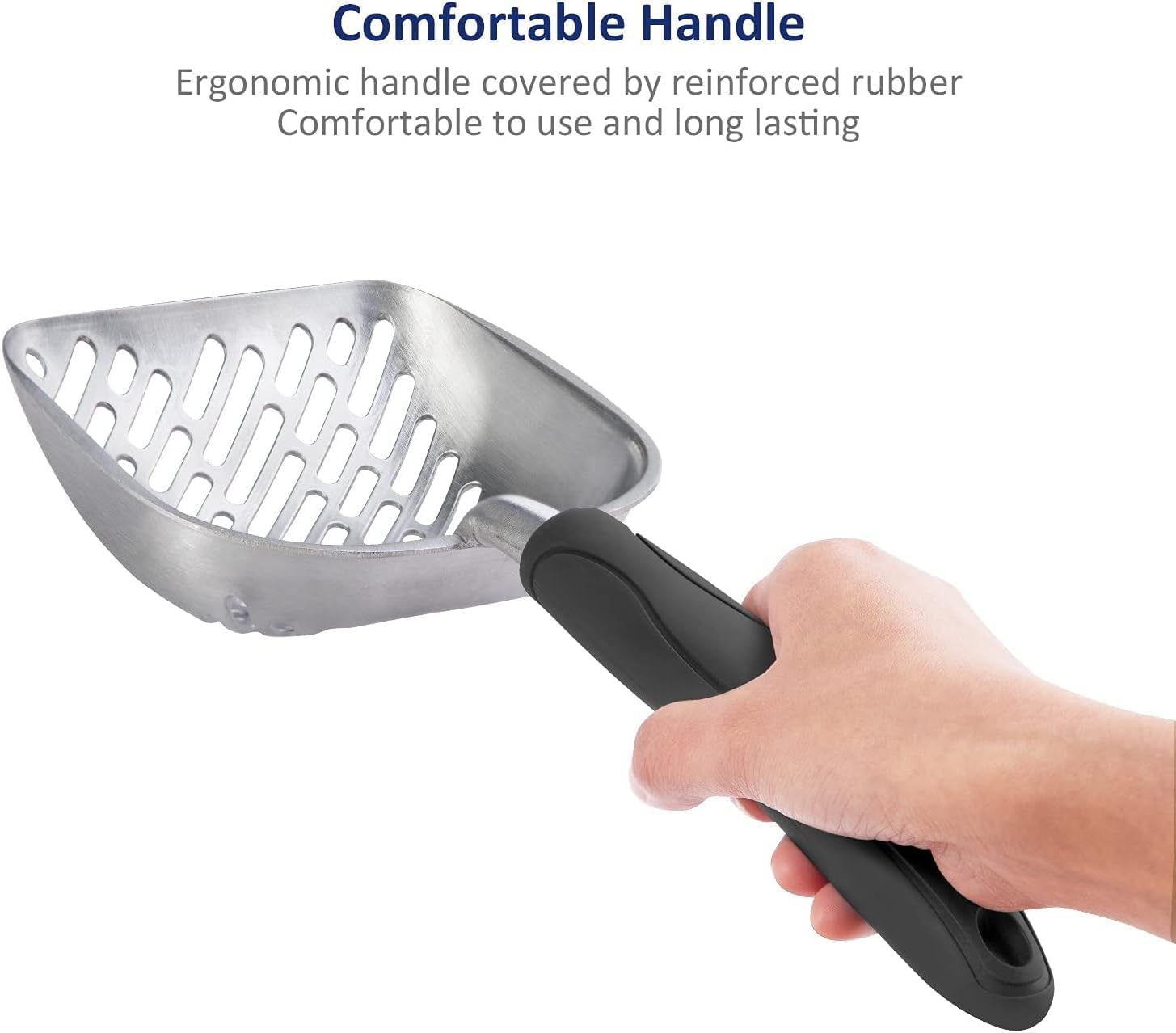 Cat Litter Scoop, Aluminum Alloy Sifter, Kitty Metal Scooper, Deep Shovel, Long Handle, Poop Sifting, Kitten Pooper Lifter, for Litter Box, Irregularly Aluminum image number 4