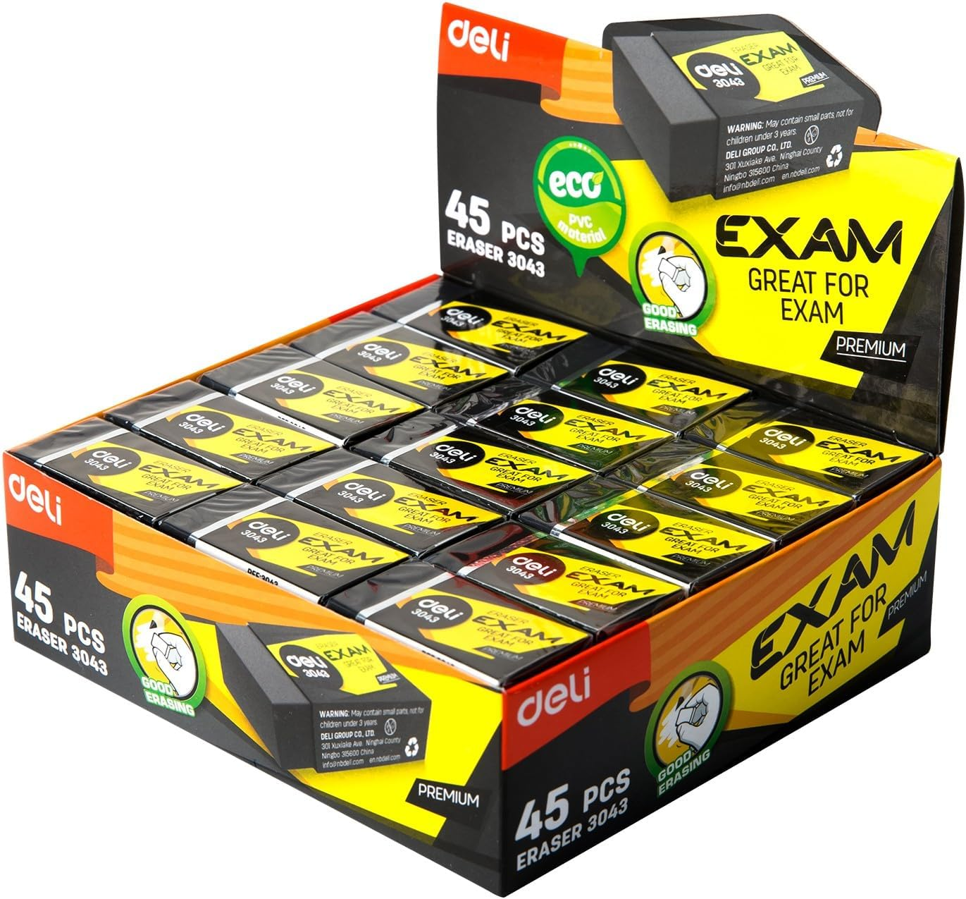 Deli E3043 Exam Eraser, 40 Mm &times; 22 Mm &times; 12 Mm, Black image number 4