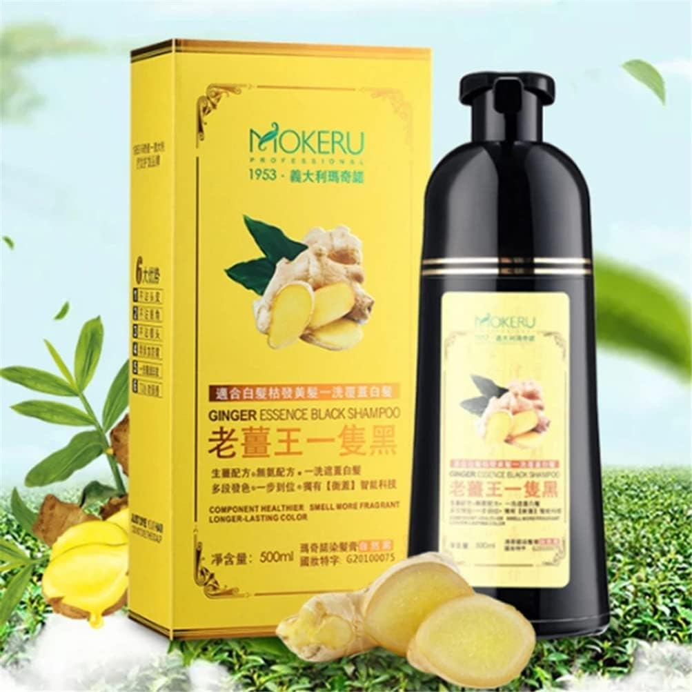 Ginger Shampoo Herbal Natural Fast Blacking Gray Hair Dye Black Shampoo Dye for Hair Coloring Anti-Hair Loss Hair Care Natural Black Hair Shampoo image number 1